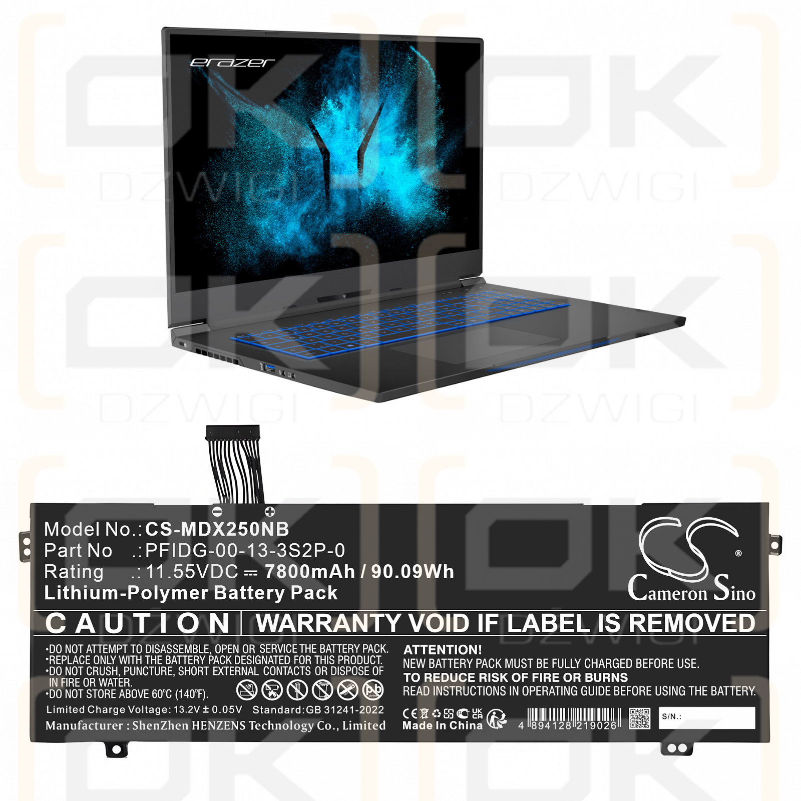 Schenker VIA 15 / BATRPFIDG3-6102 7800mAh Li-Polymer 11.55V (Cameron Sino)