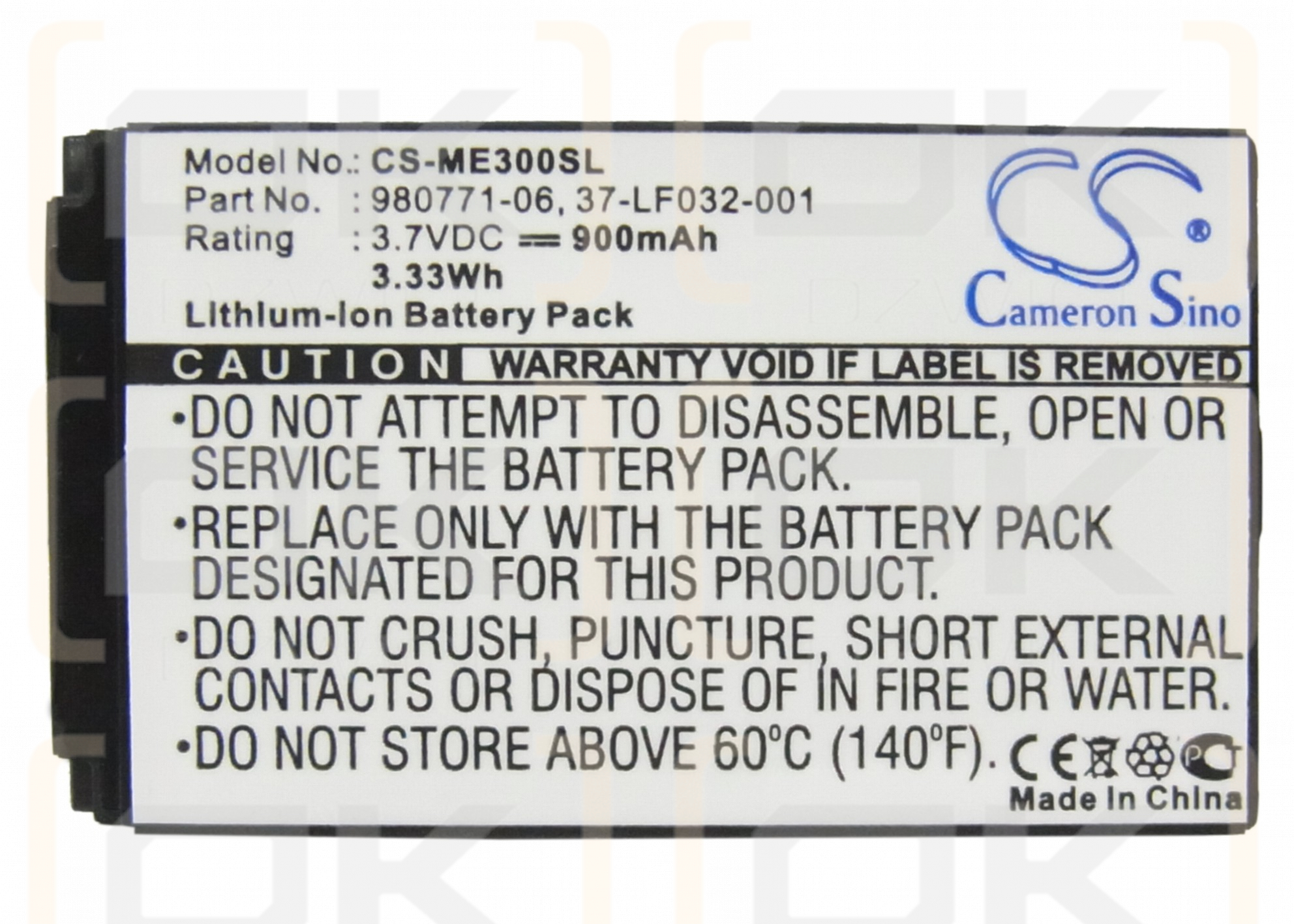 SkyGolf SkyCaddie SG4 / 37-00025-001 900 mAh Li-ion 3.7 V (Cameron Sino)