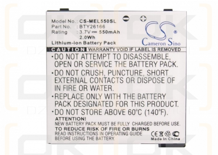 Elson EL550 / BTY26166 550mAh Li-ion 3.7V (Cameron Sino)