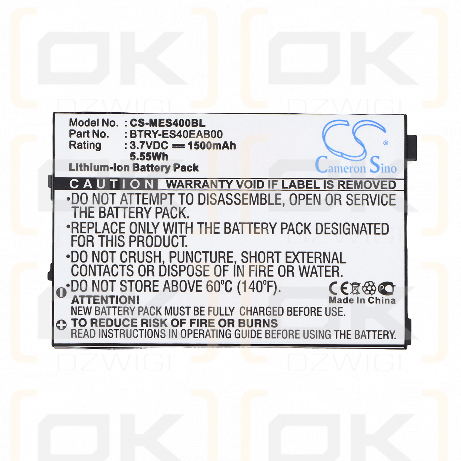 Referenz ES405 / BTRY-ES40EAB00 1500 mAh Li-Ion 3,7 V (Cameron Sino)