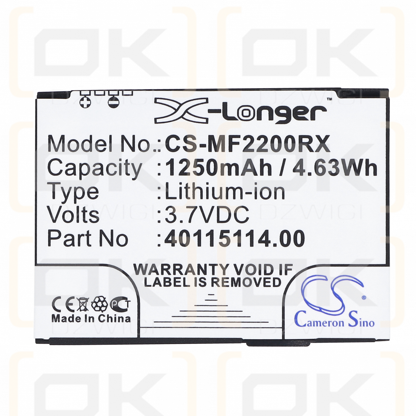 Novatel Wireless MiFi2200 / 40115114.00 1250 mAh Li-ion 3.7 V (Cameron Sino)