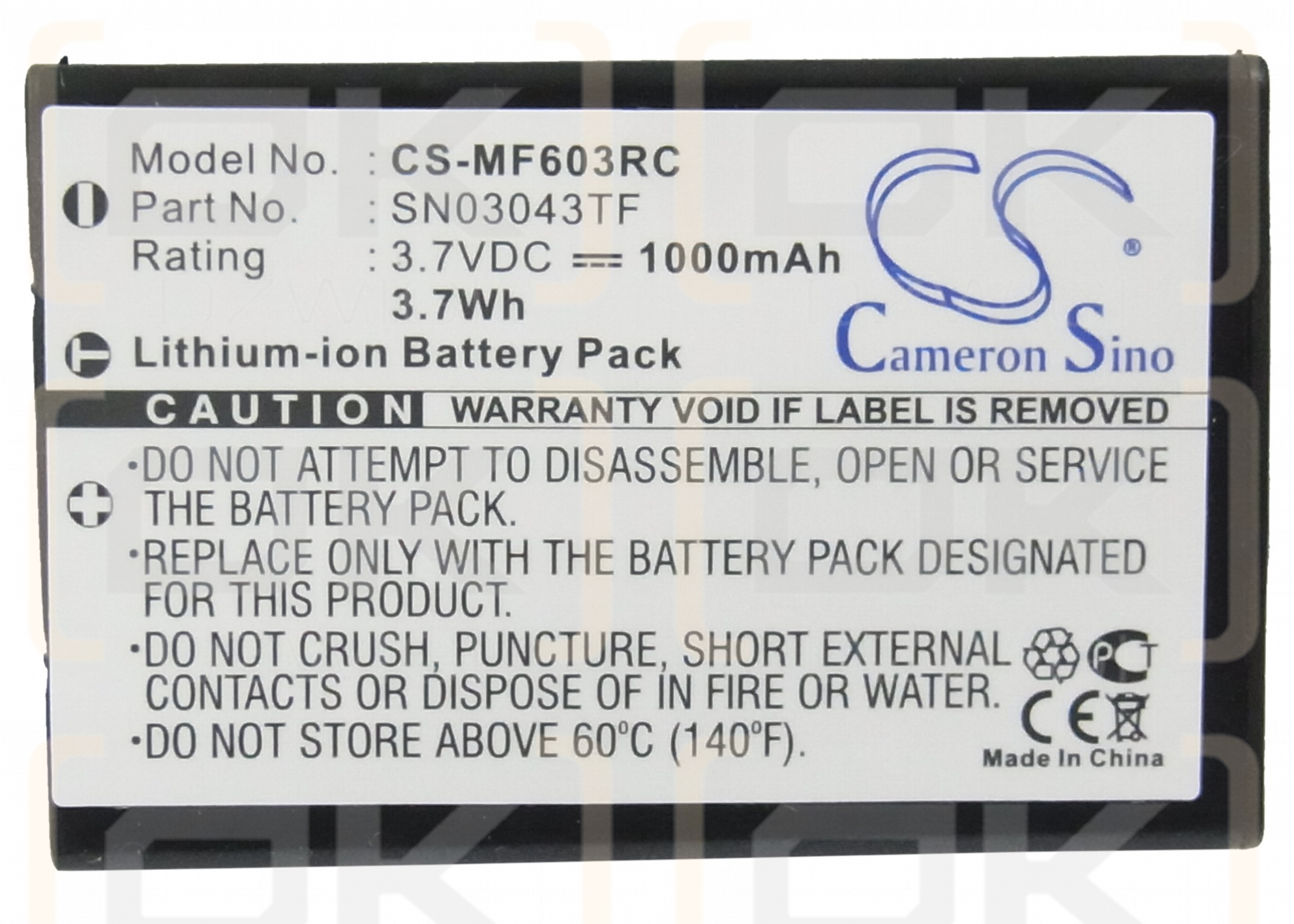 NEVO / HK-NP60-850 1000mAh Li-ion 3.7V (Cameron Sino)