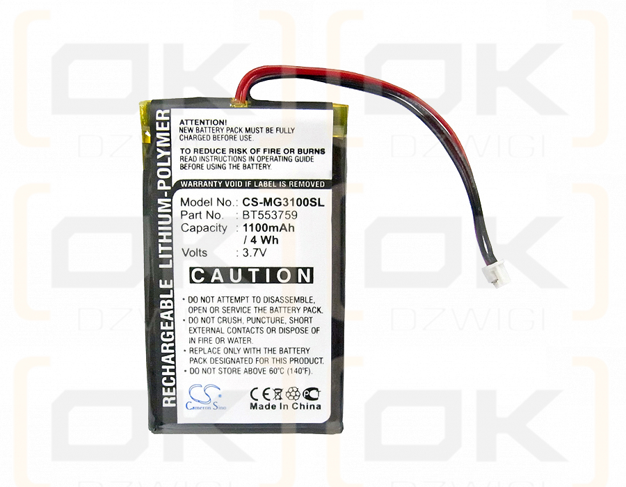 Typhoon MyGuide 3100 / BT553759 1100 mAh Li-Polymer 3,7 V (Cameron Sino)