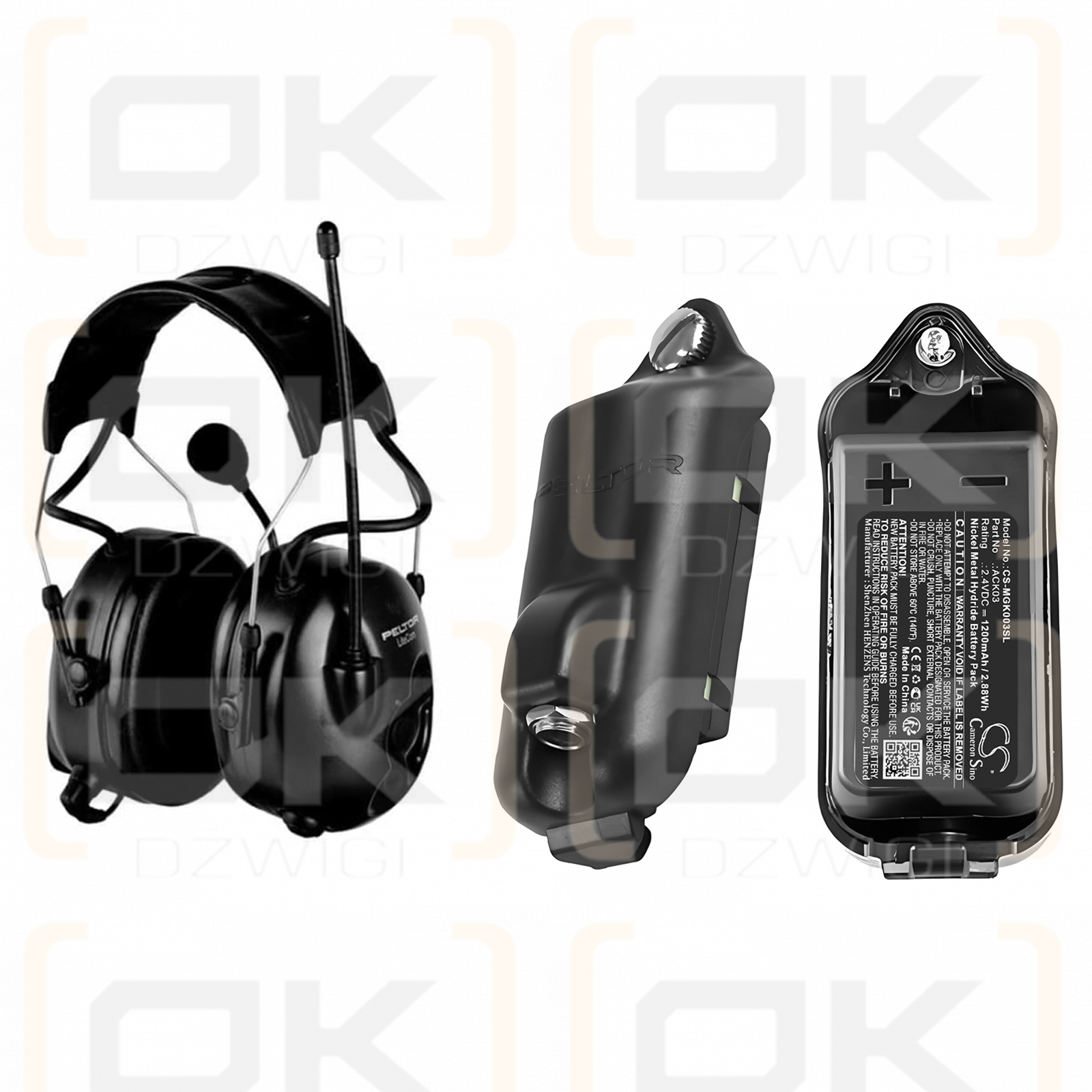 Batería 3M Peltor Lite-Com Basic / ACK03 de 1200 mAh, Ni-MH, 2,4 V (Cameron Sino)