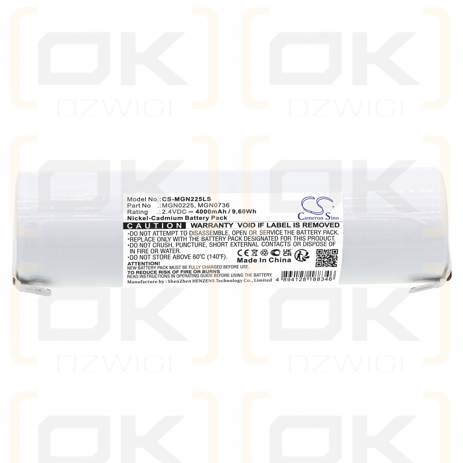 URA URA953907 / MGN0225 4000mAh Ni-CD 2.4V (Cameron Sino)