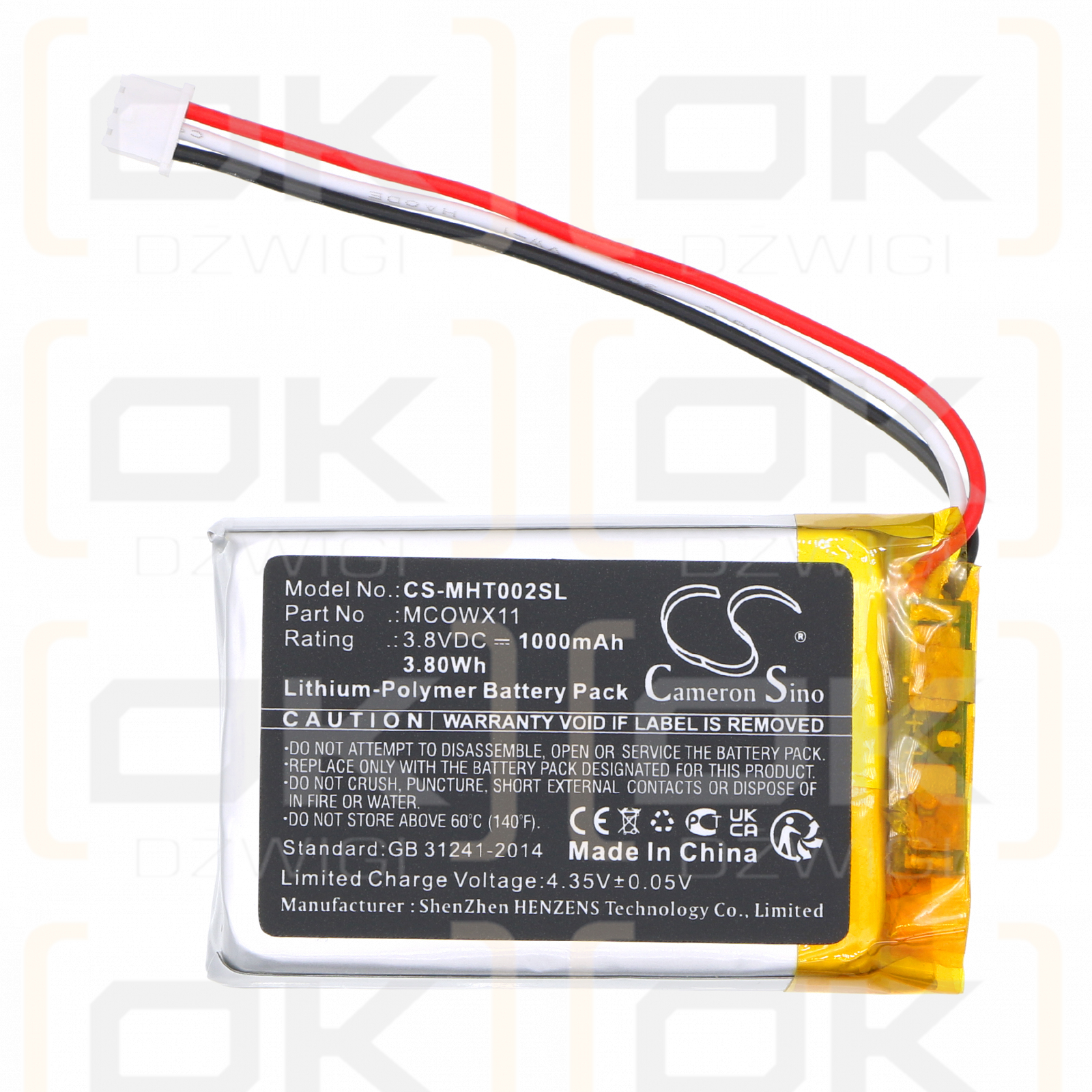 Microsoft TLL-00002 / MCOWX11 1000mAh Li-Polímero 3.8V (Cameron Sino)