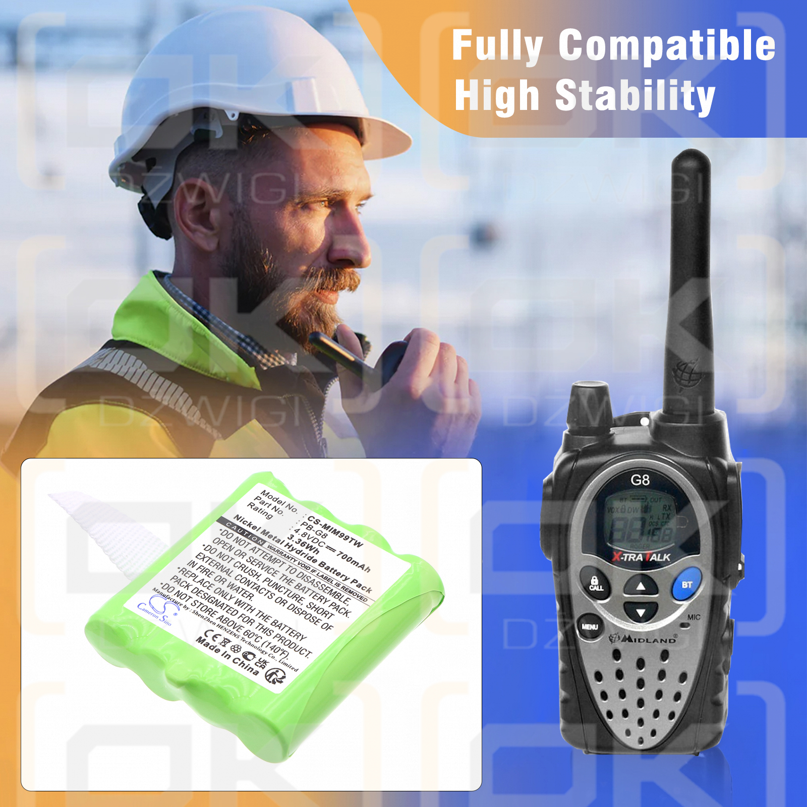 Midland PMR446 / PB-G8 700 мАч Ni-MH 4,8 В (Cameron Sino)