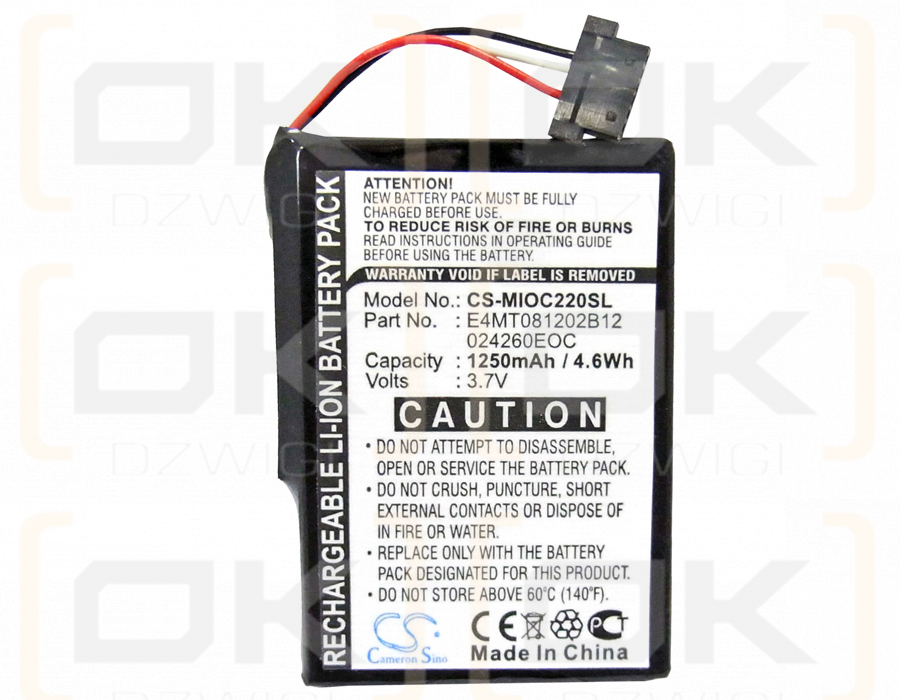 CLARION MAP780 / BPLP1200 11-B0001MX 1250 mAh Li-Ion 3,7 V (Cameron Sino)