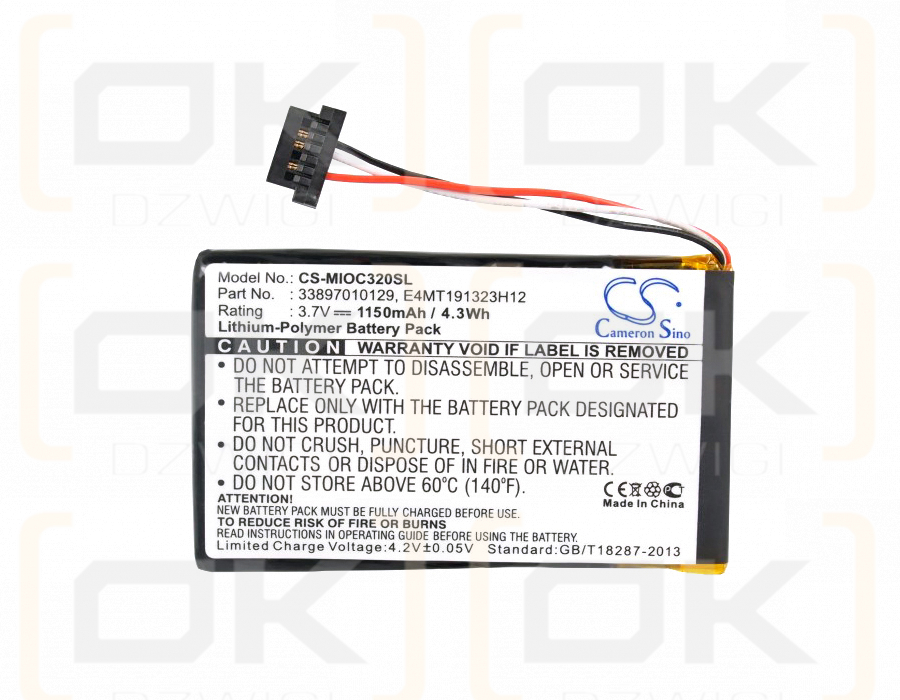 Mitac Mio C320B / BP-LX1320/11-B0001 SN 1150 mAh Li-Polymer 3,7 V (Cameron Sino)