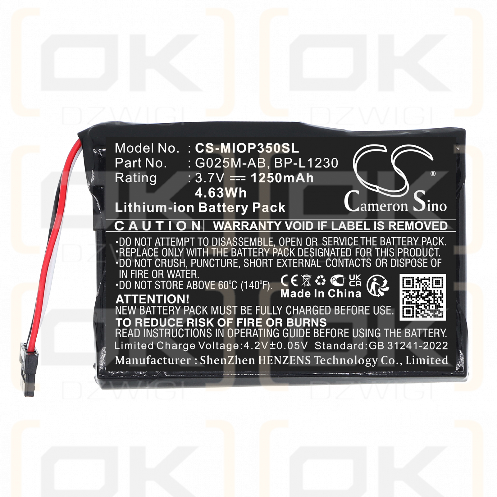 Mitac Mio Spirit 697 / 541380530006 1250 mAh Li-ion 3,7 V (Cameron Sino)