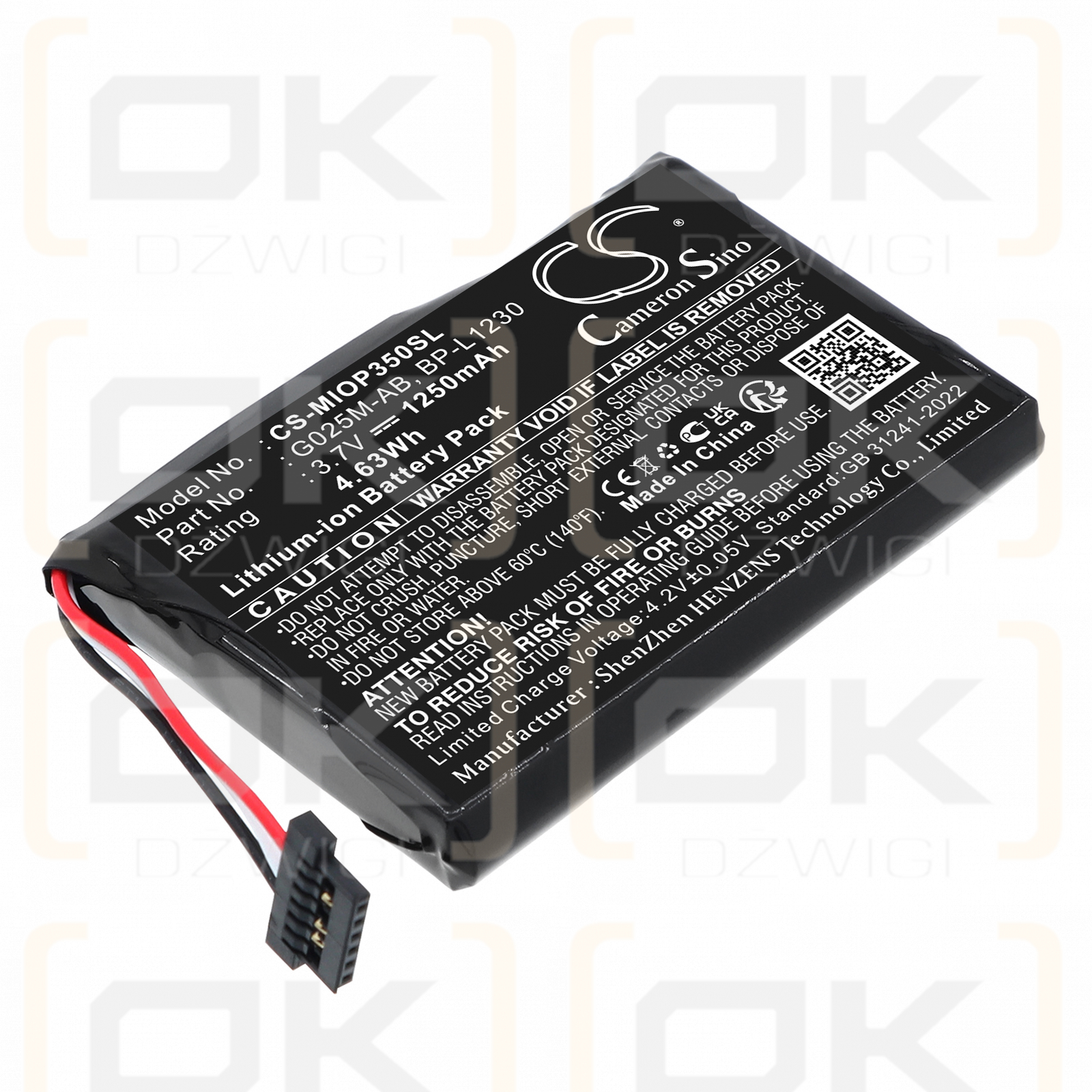 Mitac Mio Spirit 697 / 541380530006 1250 mAh Li-ion 3,7 V (Cameron Sino)