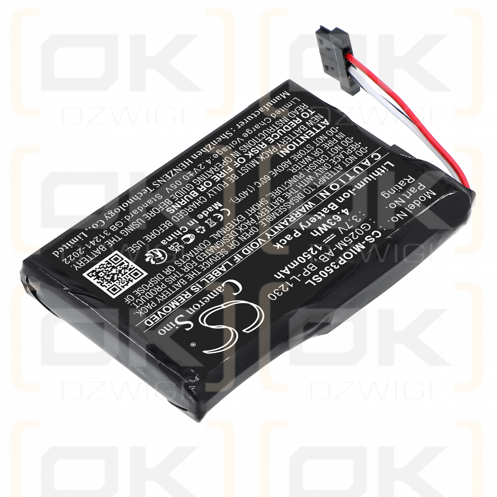 Mitac Mio Spirit 697 / 541380530006 1250 mAh Li-ion 3,7 V (Cameron Sino)