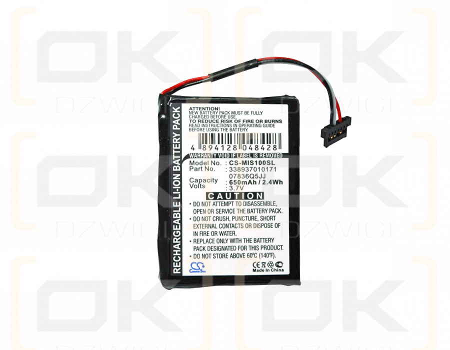 Navman Spirit S150 / 338937010171 650mAh Li-ion 3.7V (Cameron Sino)