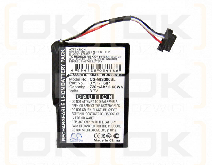 Mitac Spirit 500 HF Traffic Europa / 07917TSIP 720mAh Li-ion 3.7V (Cameron Sino)