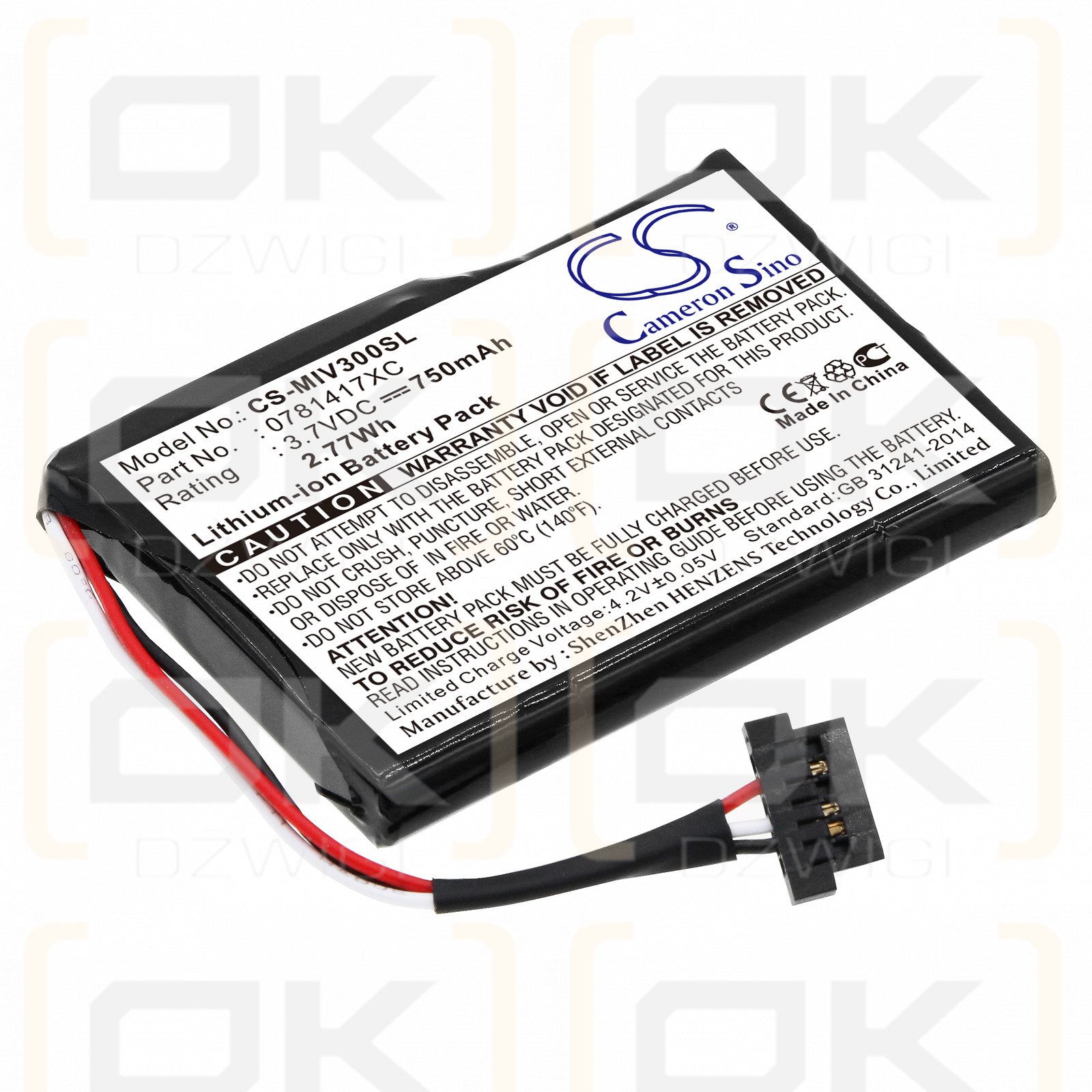 Mitac Mio Moov 370 / 0781417XC 750mAh Li-ion 3.7V (Cameron Sino)