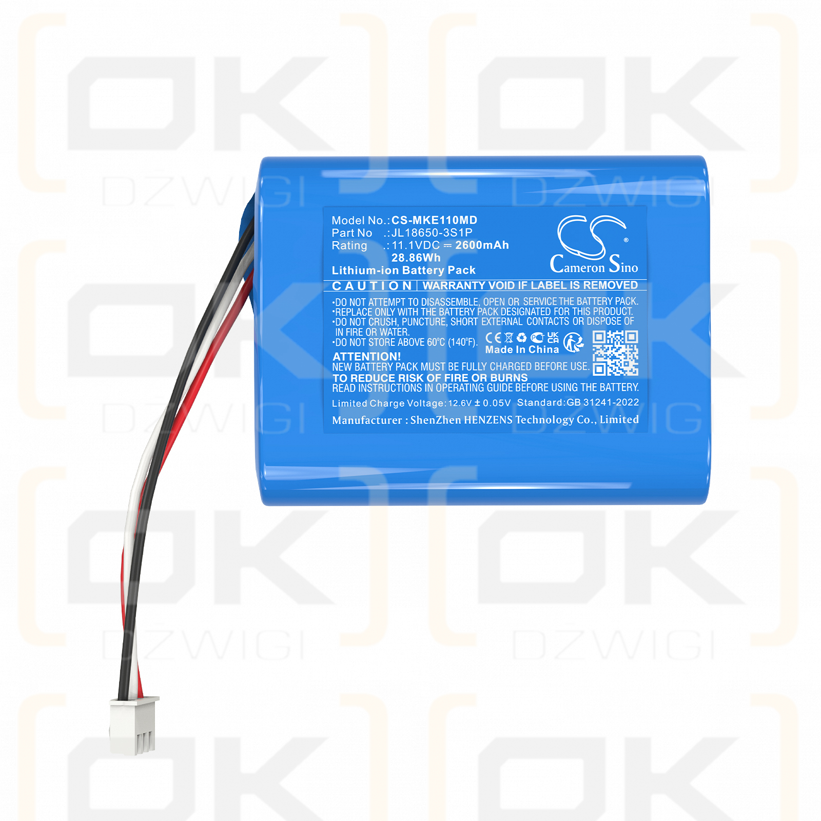 MDKMed ME11 / JL18650-3S1P 2600mAh Li-ion 11.1V (Cameron Sino)