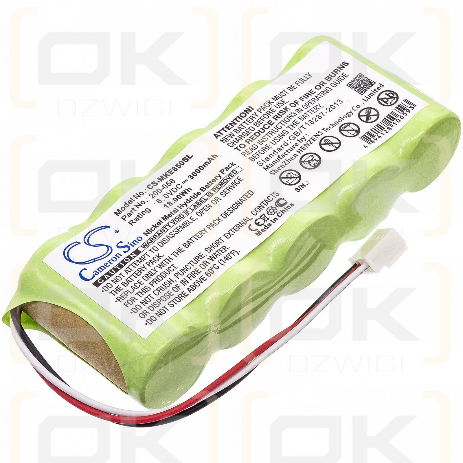 GE Magna-Mike 8500 / 200-058 3000mAh Ni-MH 6.0V (Cameron Sino)