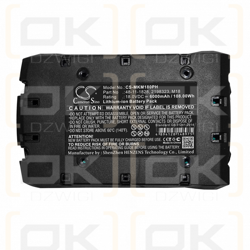 Milwaukee 2708-20 / 48-11-1828 6000 mAh Li-Ion 18,0 V (Cameron Sino)