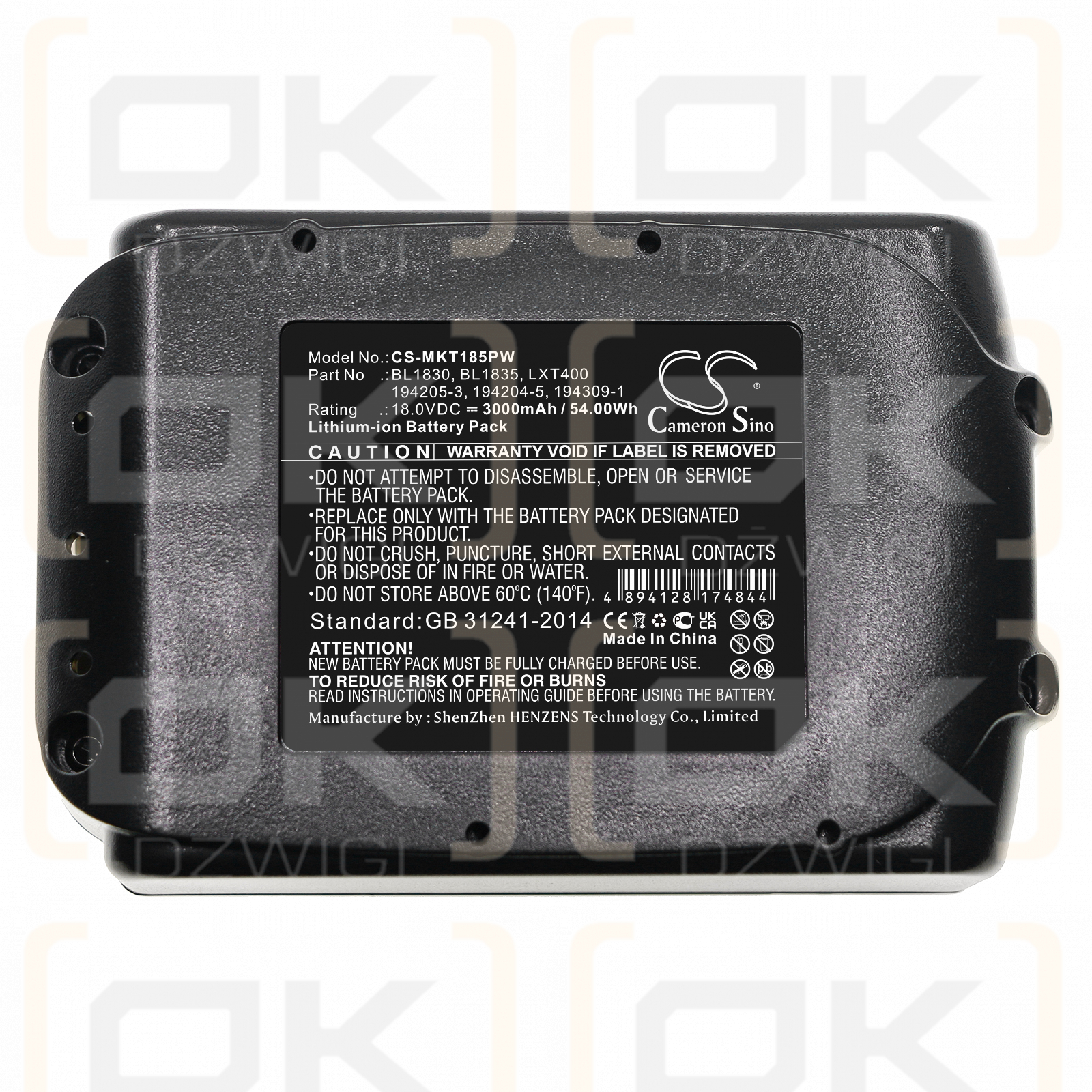 Makita DVC560Z / 194205-3 3000 mAh Li-Ion 18,0 V (Cameron Sino)