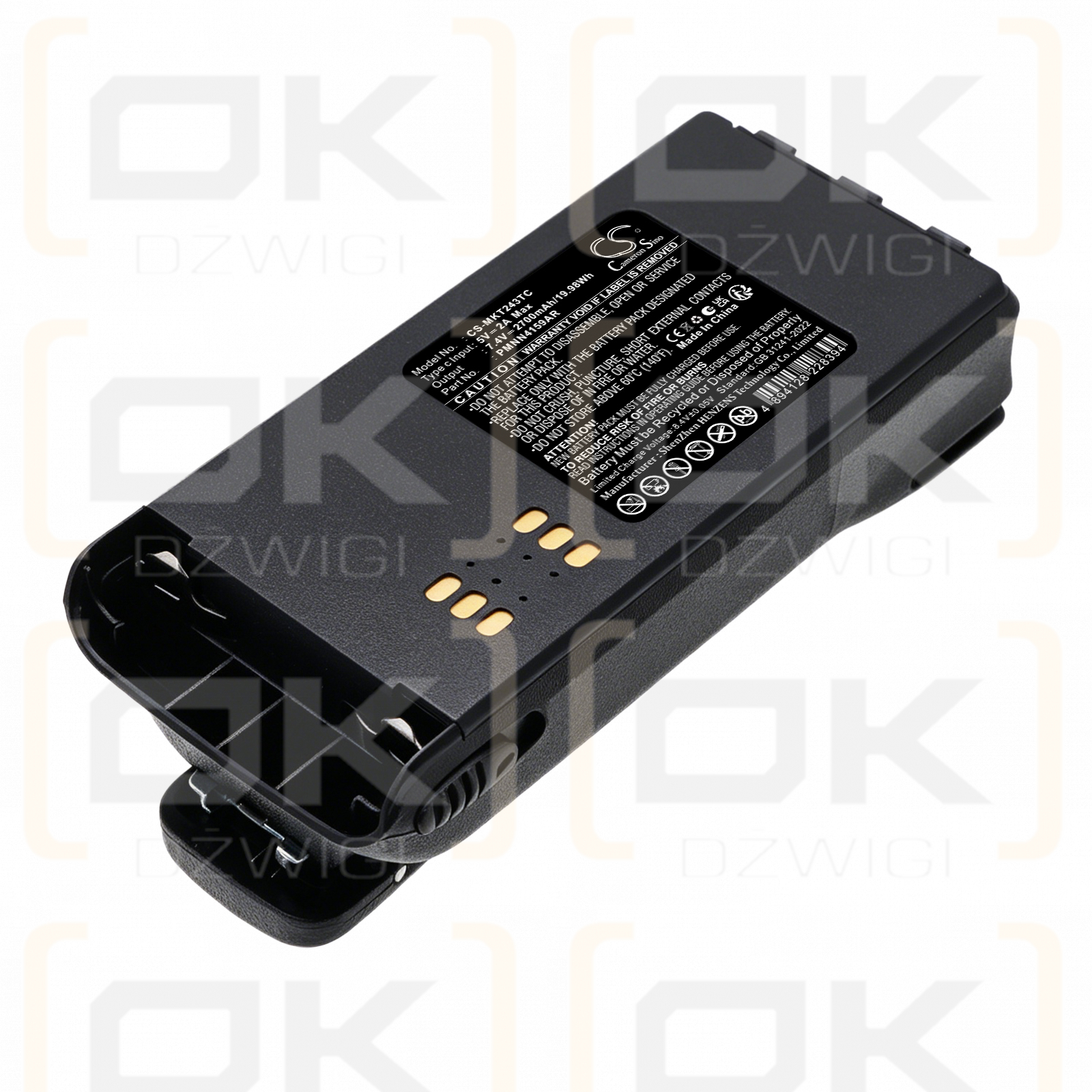 Batería de repuesto para Motorola PRO9150 / HMNN4151, 2700 mAh, iones de litio, 7,4 V (Cameron Sino)