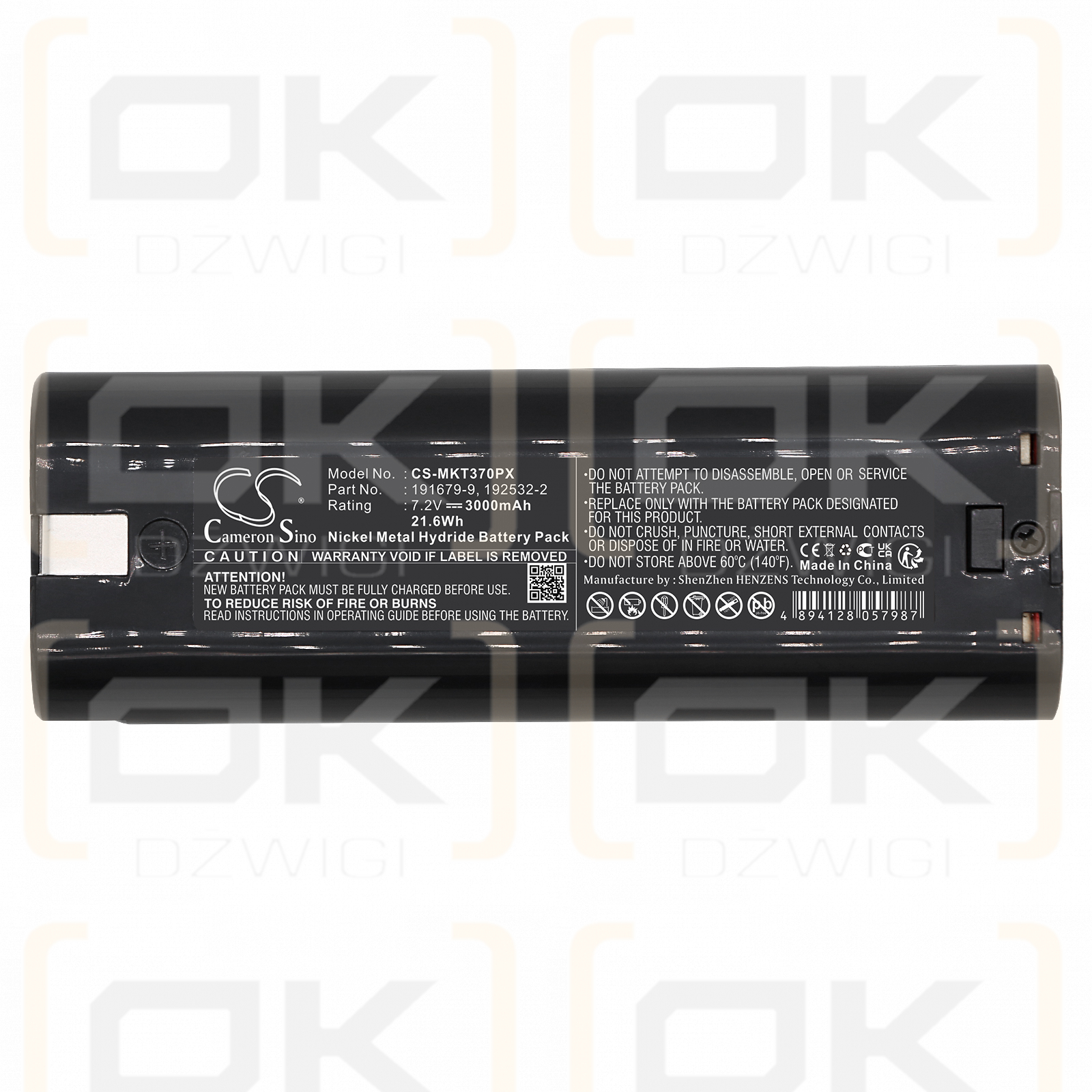 Makita UM1270DW / 191679-9 3000 mAh Ni-MH 7,2 V (Cameron Sino)