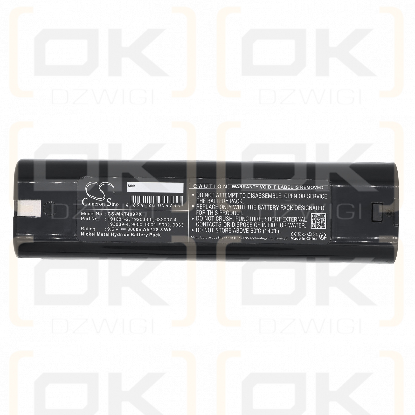 Makita 9002/193889-4 3000 мАч Ni-MH 9,6 В (Cameron Sino)