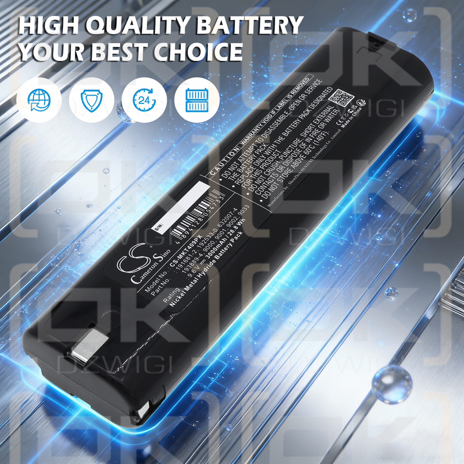 Makita 9002/193889-4 3000 мАч Ni-MH 9,6 В (Cameron Sino)