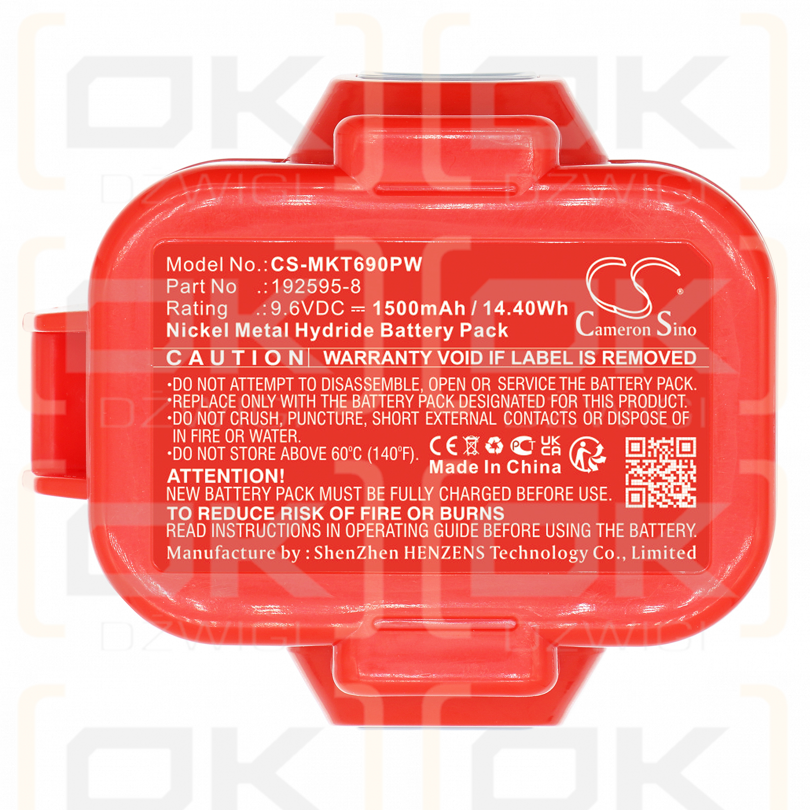 Makita ML903 / 192595-8 1500 mAh Ni-MH 9,6 V (Cameron Sino)