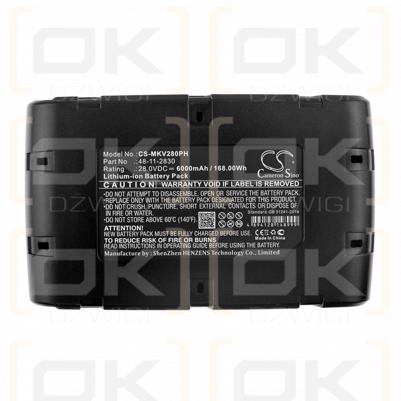 Milwaukee V28 VC / 48-11-2850 6000 mAh Li-Ion 28,0 V (Cameron Sino)