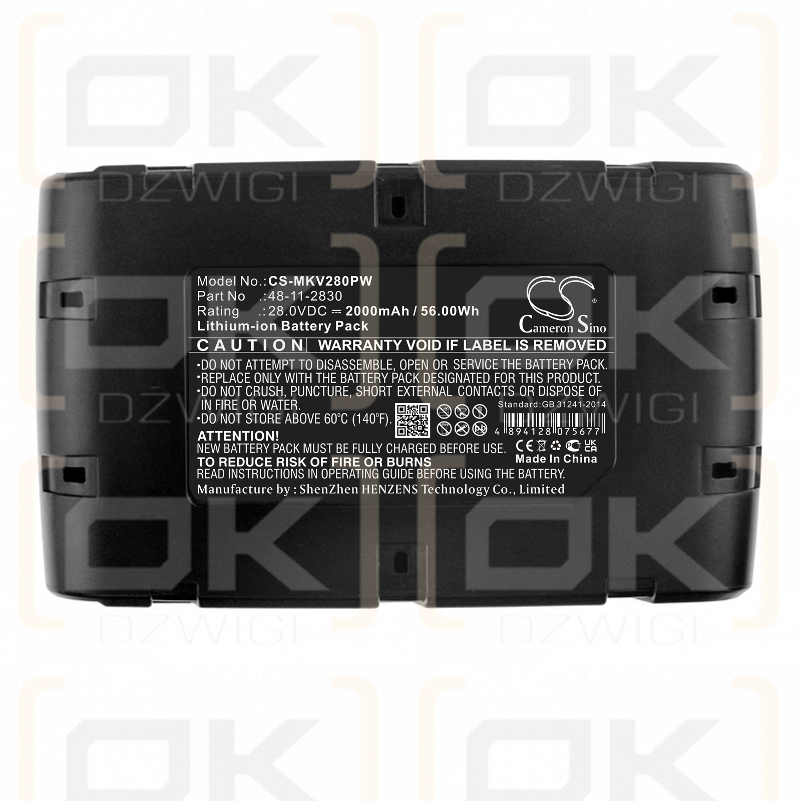 Milwaukee V28 VC / 48-11-2830 2000 mAh Li-ion 28 V (Cameron Sino)