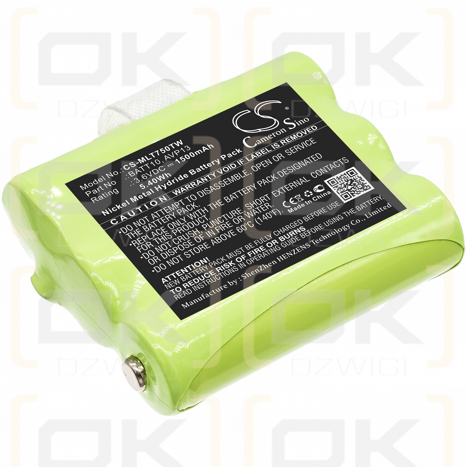 Midland XT70 / BATT10 1500mAh Ni-MH 3.6V (Cameron Sino)