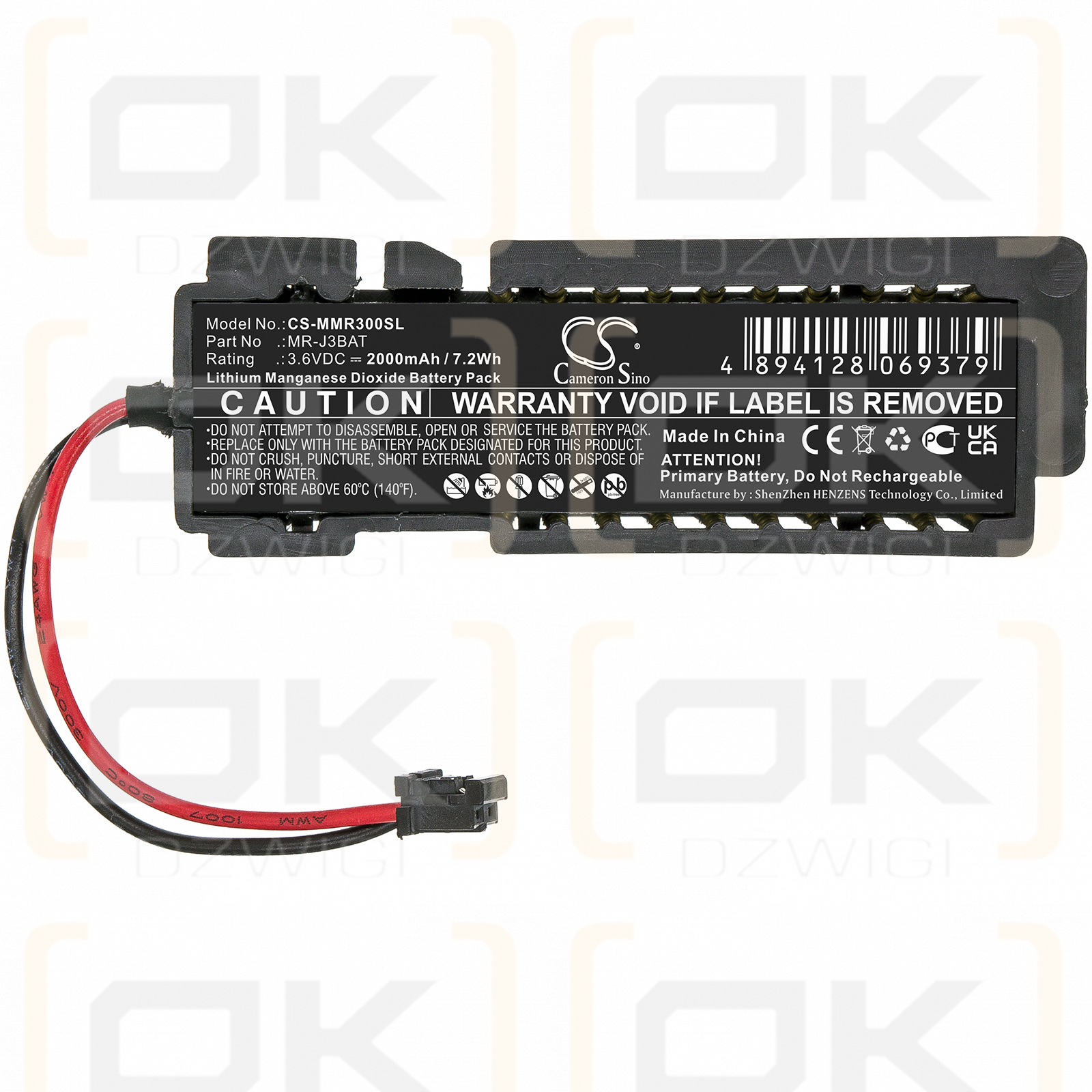 Mitsubishi MelServo MR-J3-T4 / MR-J3BAT 2000mAh Li-MnO2 3.6V (Cameron Sino)