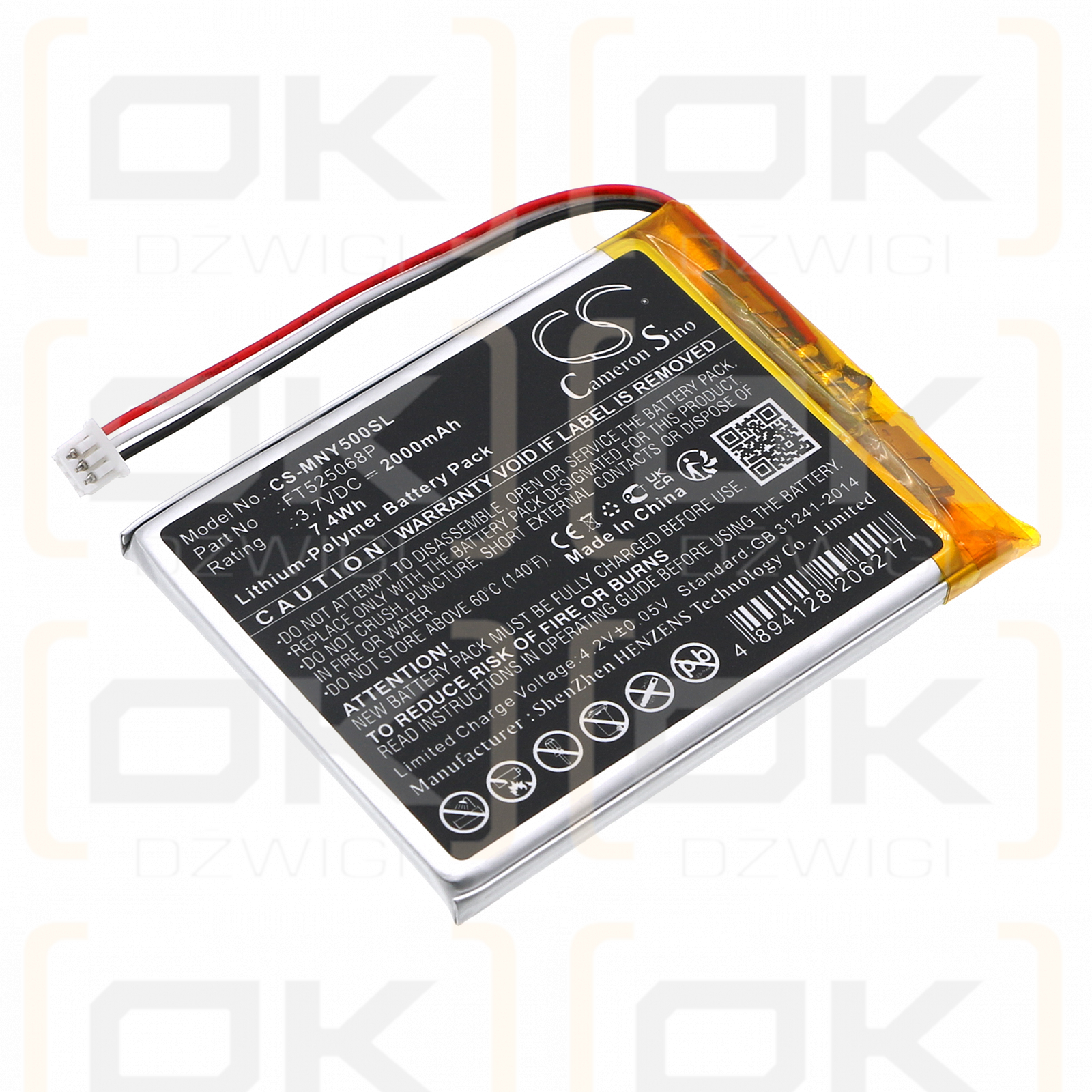 Moonybaby MB55935BV / FT525068P 2000 mAh Li-Polymer 3,7 V (Cameron Sino)