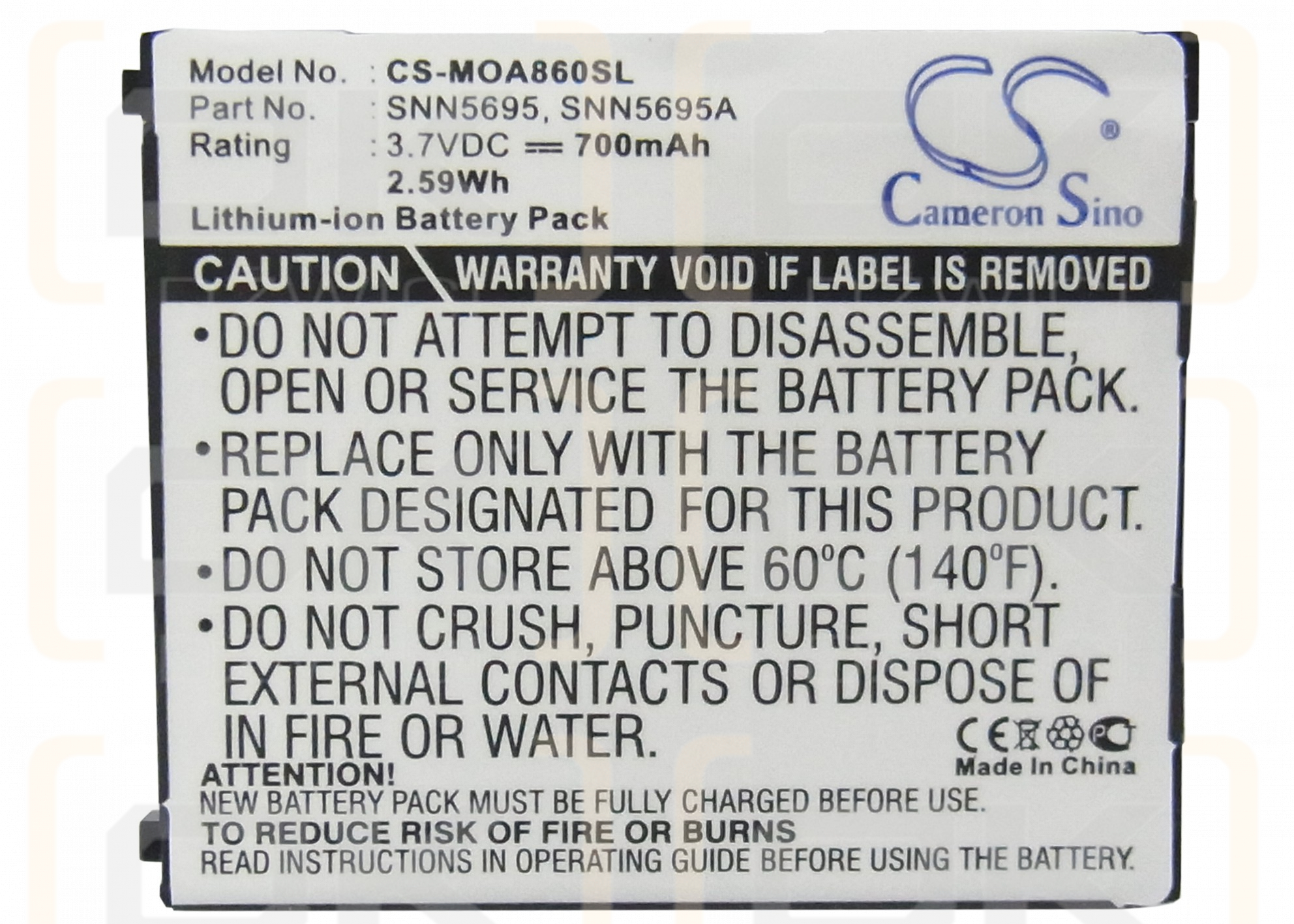Motorola Motorola Hollywood / SNN5695 700 mAh Li-ion 3.7 V (Cameron Sino)