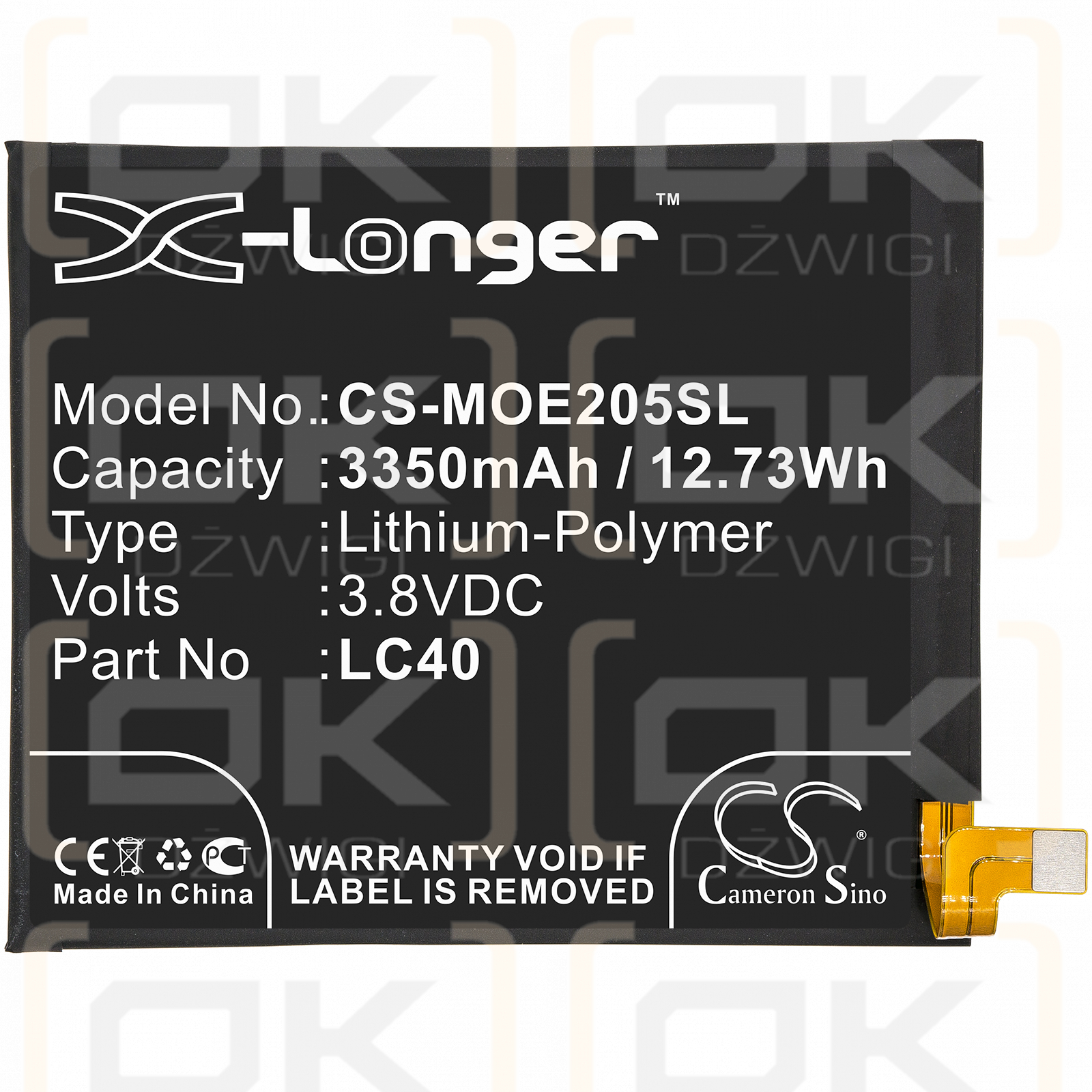 Motorola XT2052-5 / LC40 3350mAh Li-Polímero 3.8V (Cameron Sino)