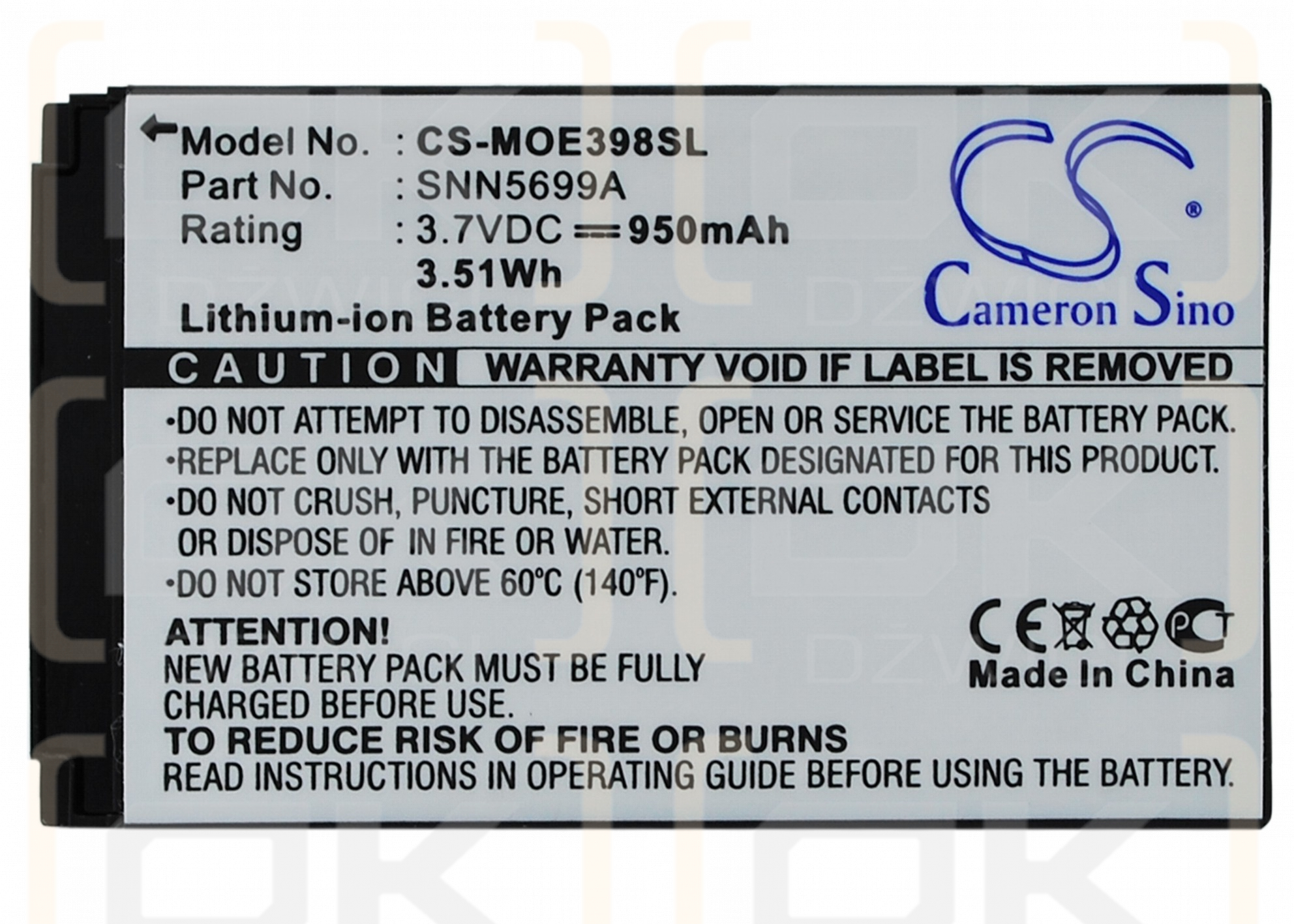 Motorola C150 / SNN5699A 950 mAh Li-ion 3.7 V (Cameron Sino)