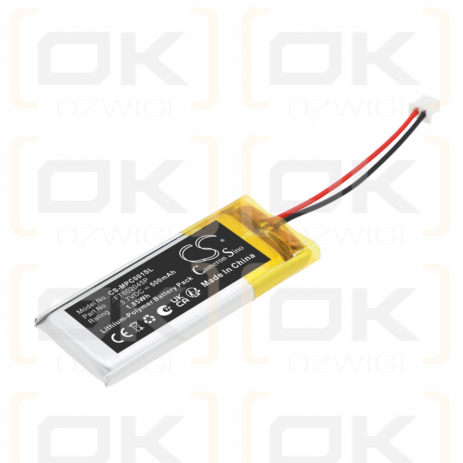 Batería de repuesto para el dispositivo de entrenamiento canino My Pet Command / FT602045P 500 mAh Li-Polymer 3.7 V (Cameron Sino)