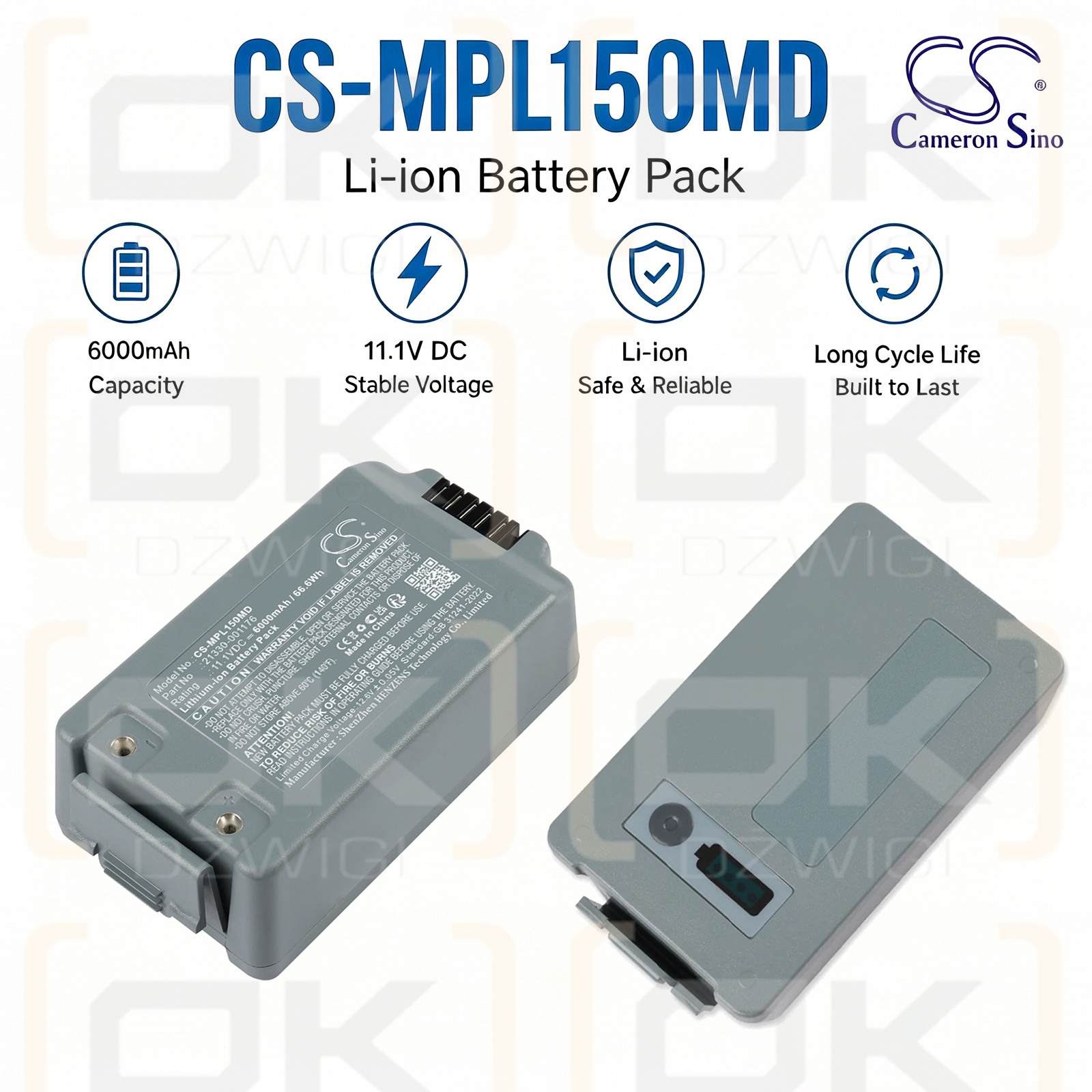 Сменный аккумулятор для Physio-Control Lifepak 15 / 21330-001176 6000 мАч Li-ion 11,1 В (Cameron Sino)