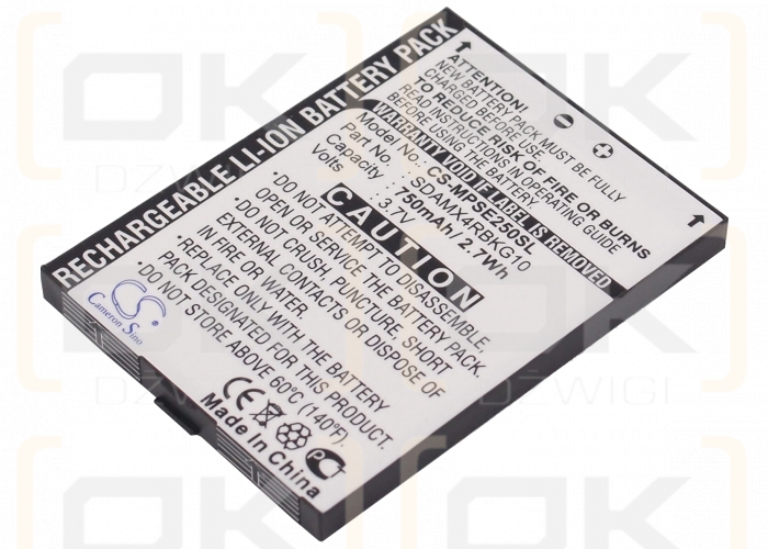 SanDisk Sansa E280R / SDAMX4-RBK-G10 750 mAh Li-ion 3.7 V (Cameron Sino)