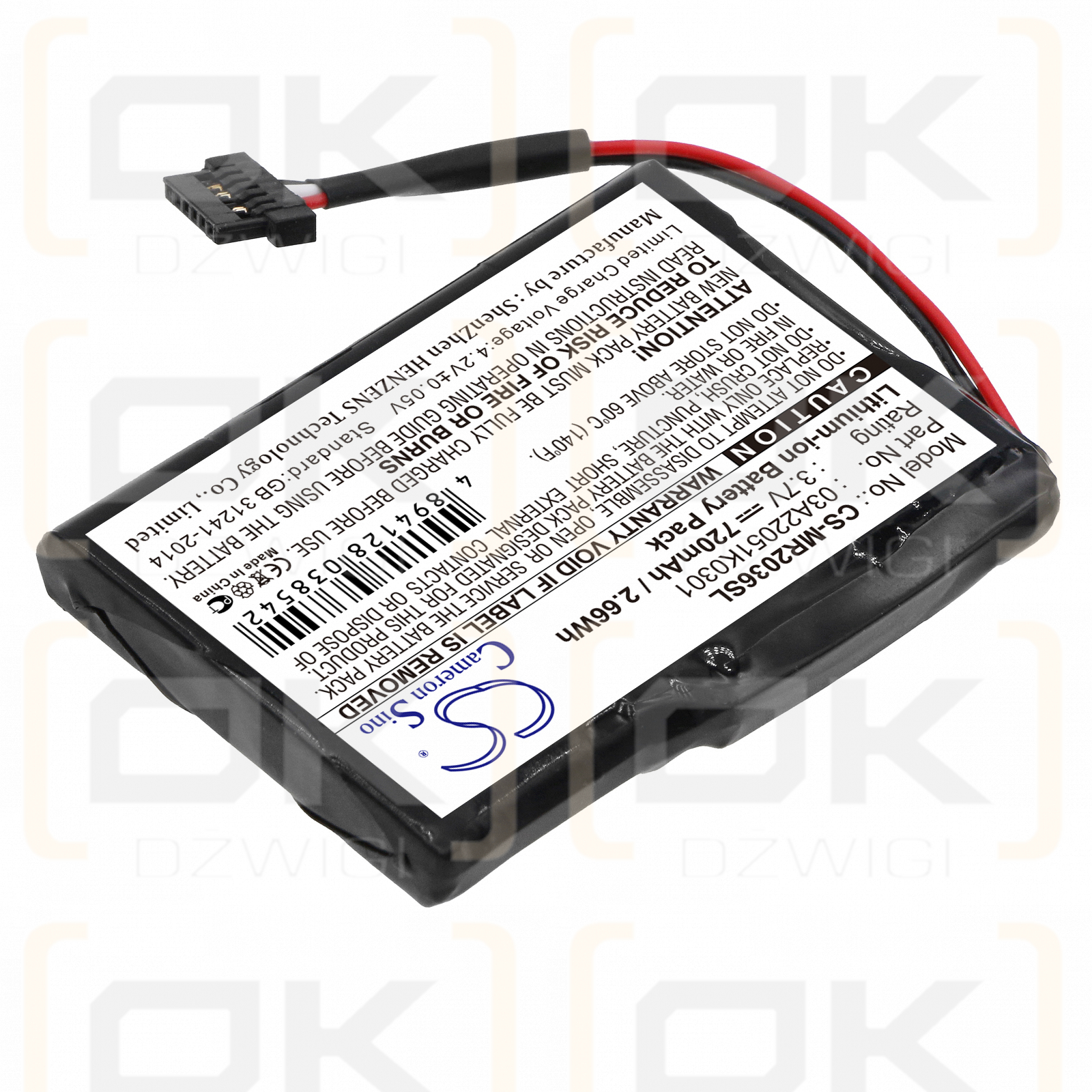 Magellan RoadMate 2036-MU / 03A22051K0301 720 mAh Li-Ion 3,7 V (Cameron Sino)