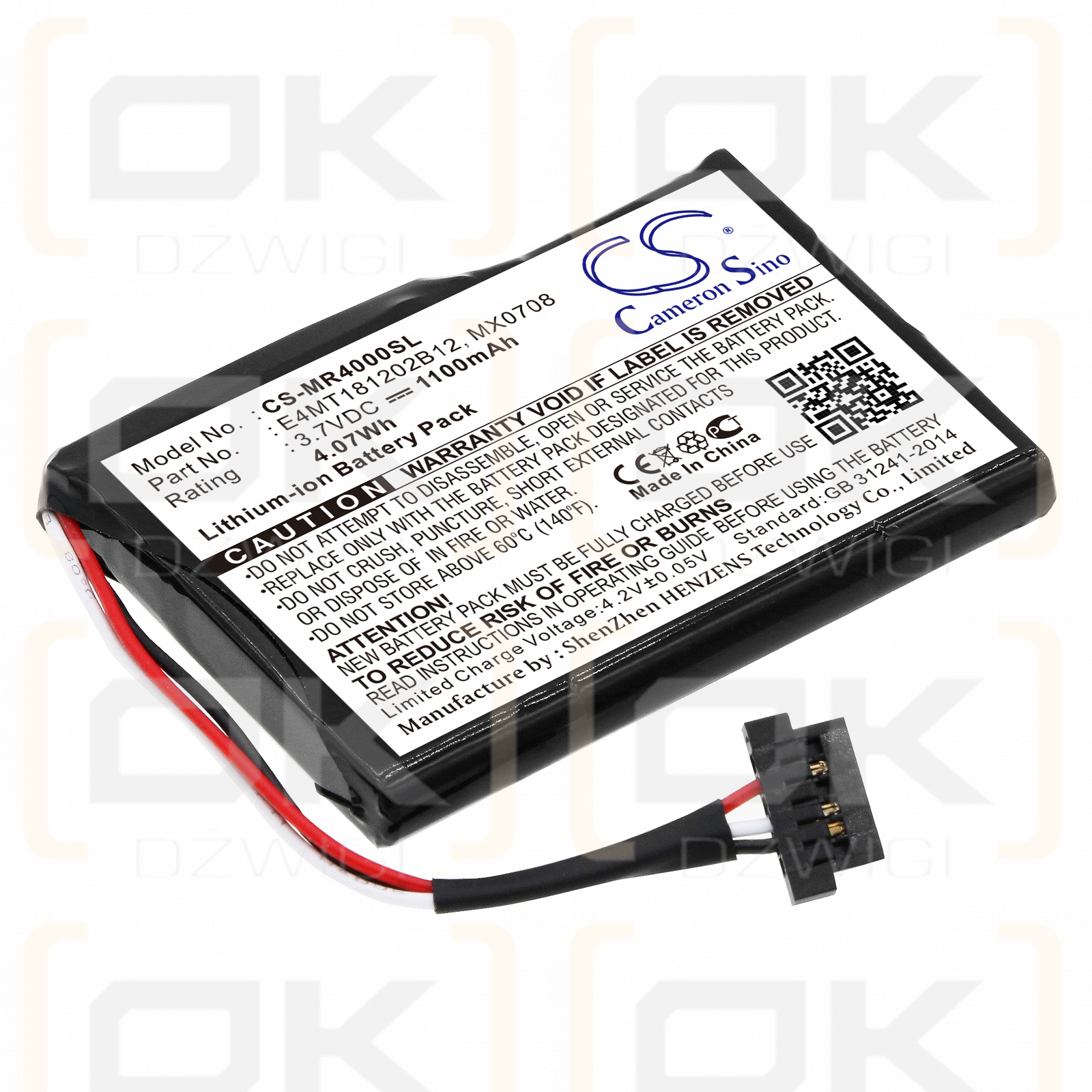 Magellan Maestro 4050 / 37-00030-001 1100mAh Li-ion 3.7V (Cameron Sino)