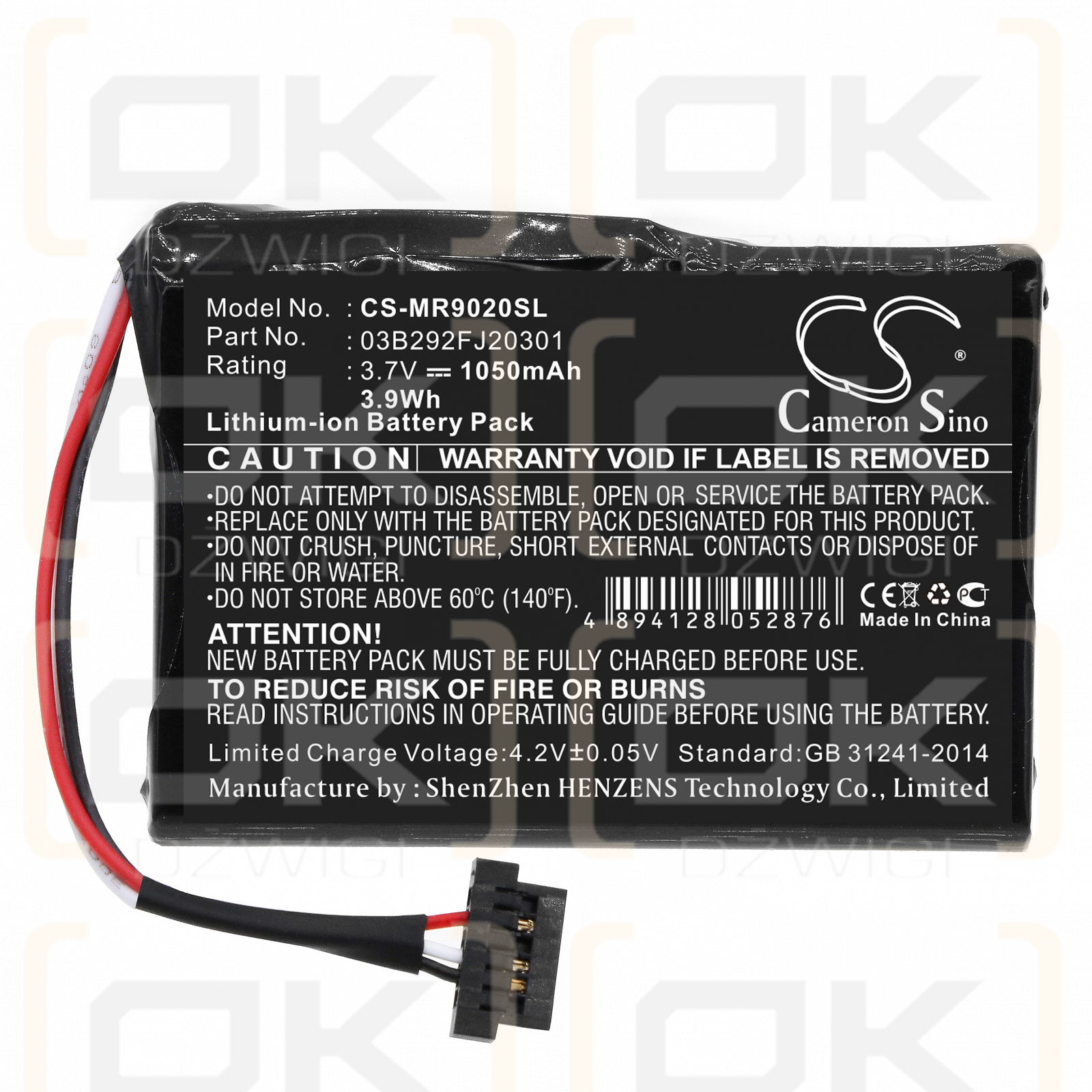 Magellan RoadMate 9020TLM / 03B292FJ20301 1050mAh Li-ion 3.7V (Cameron Sino)