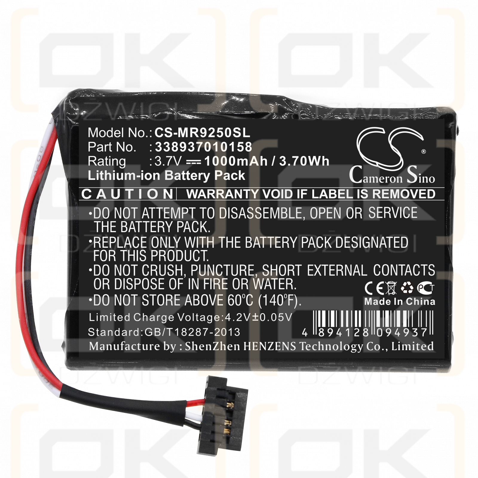 Magellan RoadMate 9250T-LMB / 338937010158 1000 mAh Li-Ion 3,7 V (Cameron Sino)