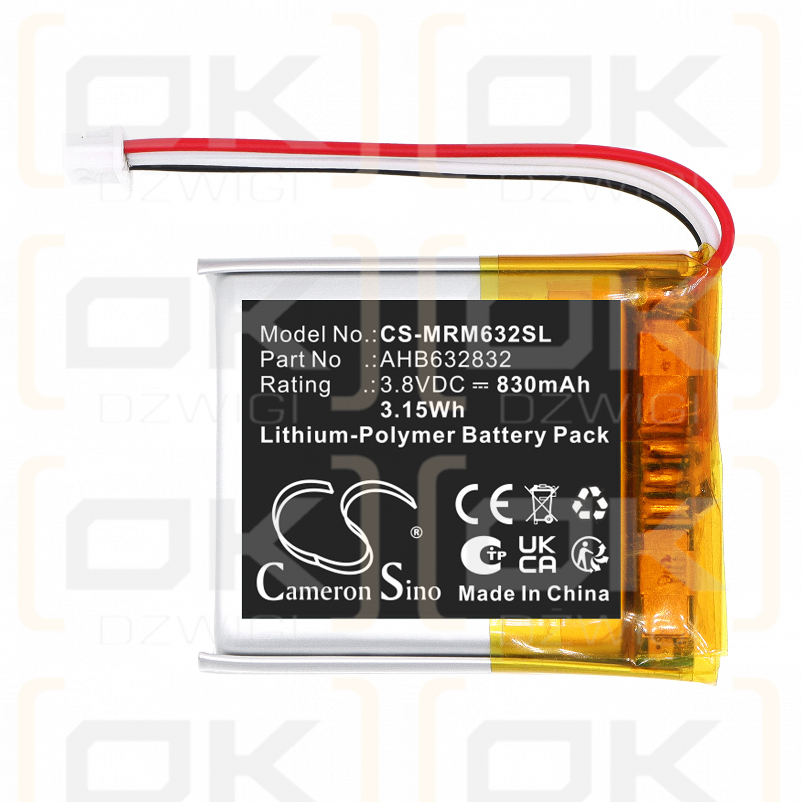 Ersatzakku für Marshall Major V / AHB632832 830 mAh Li-Polymer 3,8 V (Cameron Sino)
