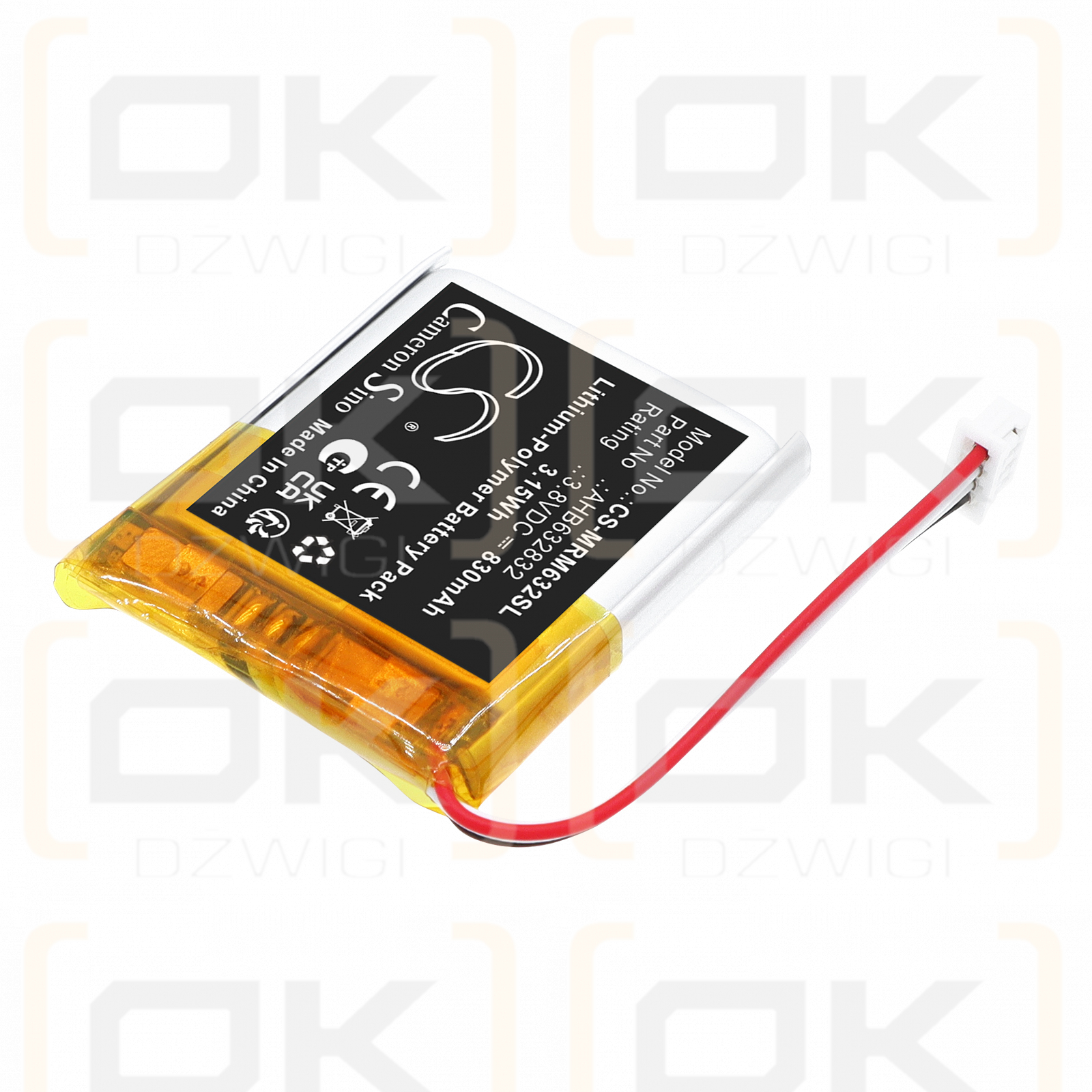 Ersatzakku für Marshall Major V / AHB632832 830 mAh Li-Polymer 3,8 V (Cameron Sino)