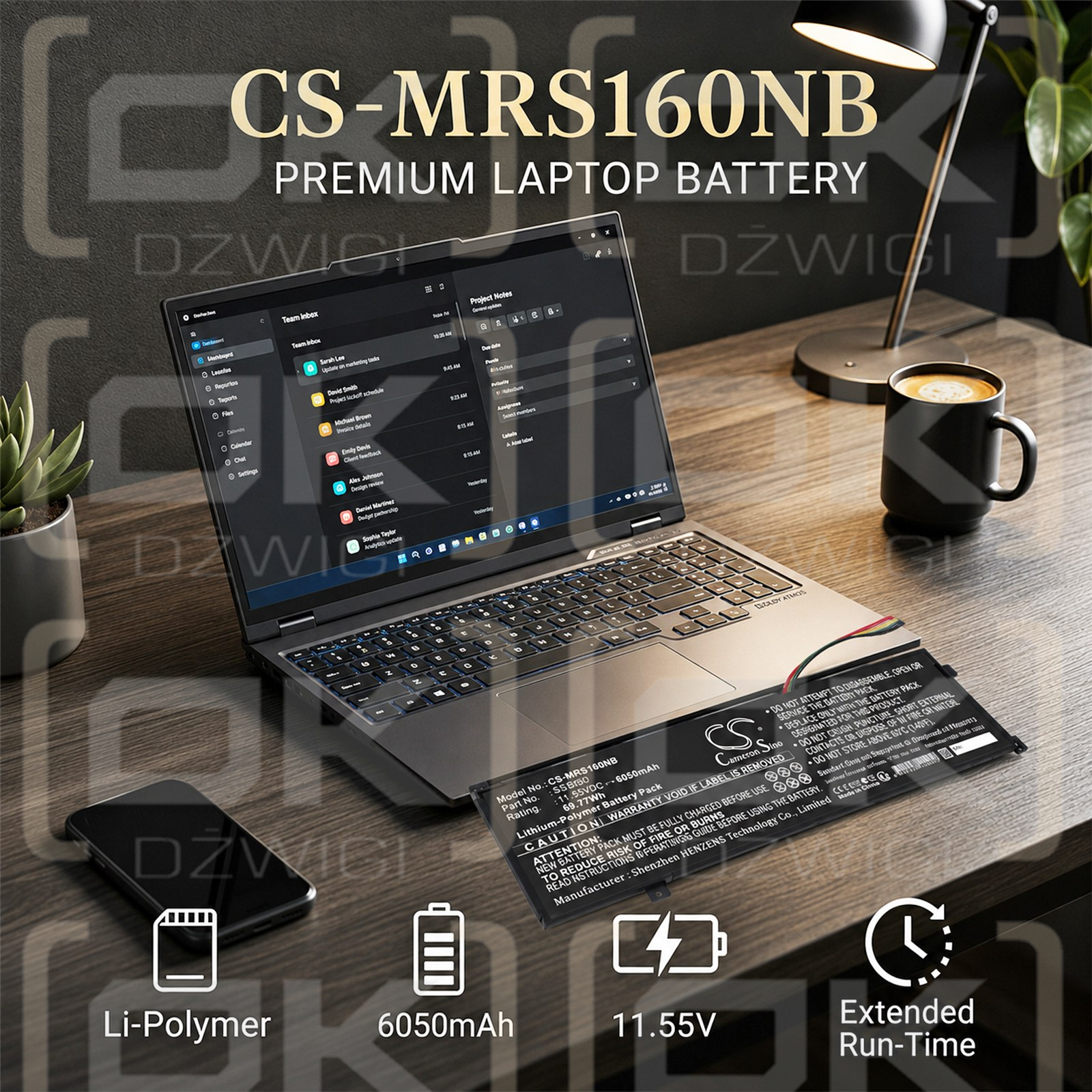Сменный аккумулятор для Mechrevo Code 10 / SSBS81 6050 мАч литий-полимерный 11,55 В (Cameron Sino)