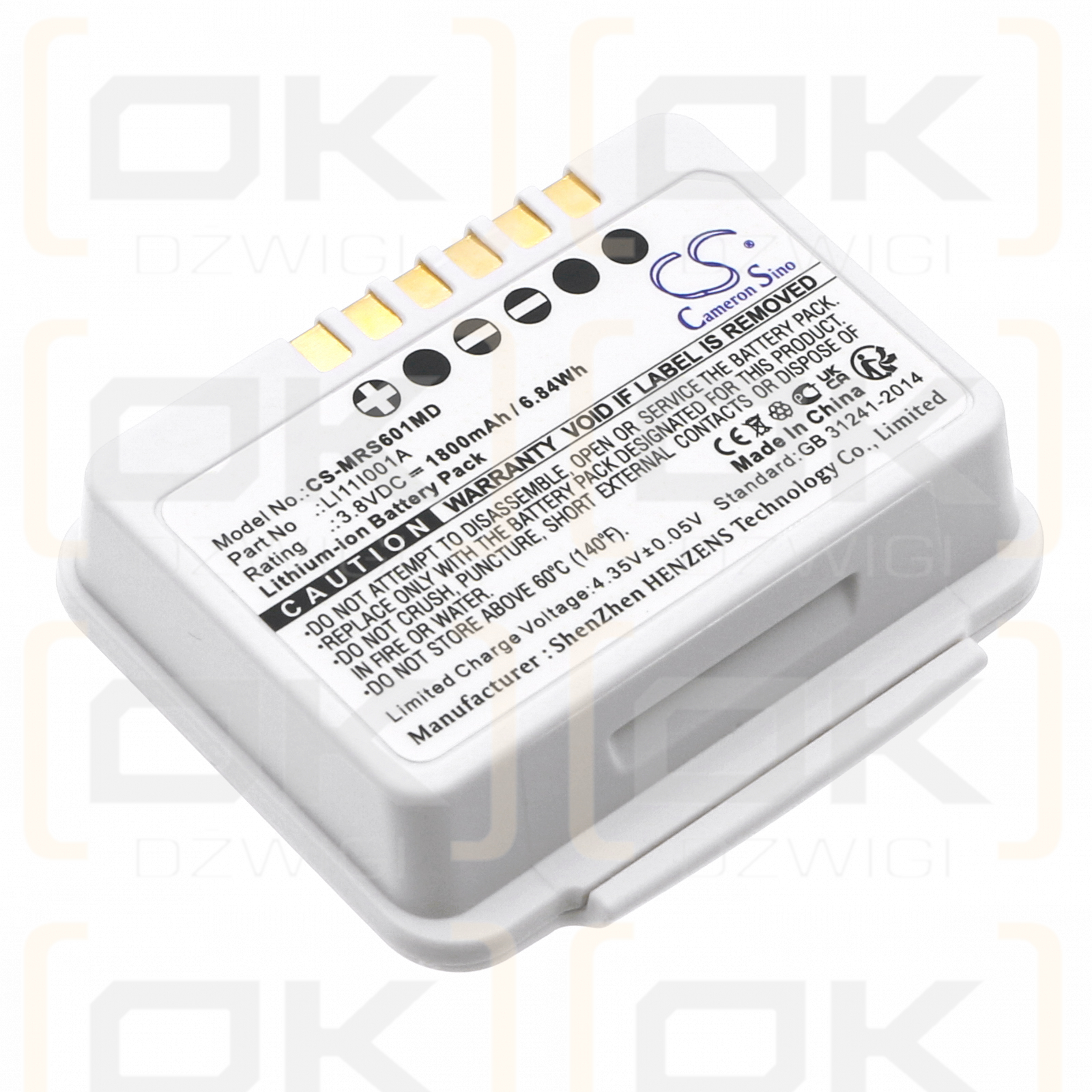 Mindray BP10 / LI11I001A 1800mAh Li-ion 3.8V (Cameron Sino)