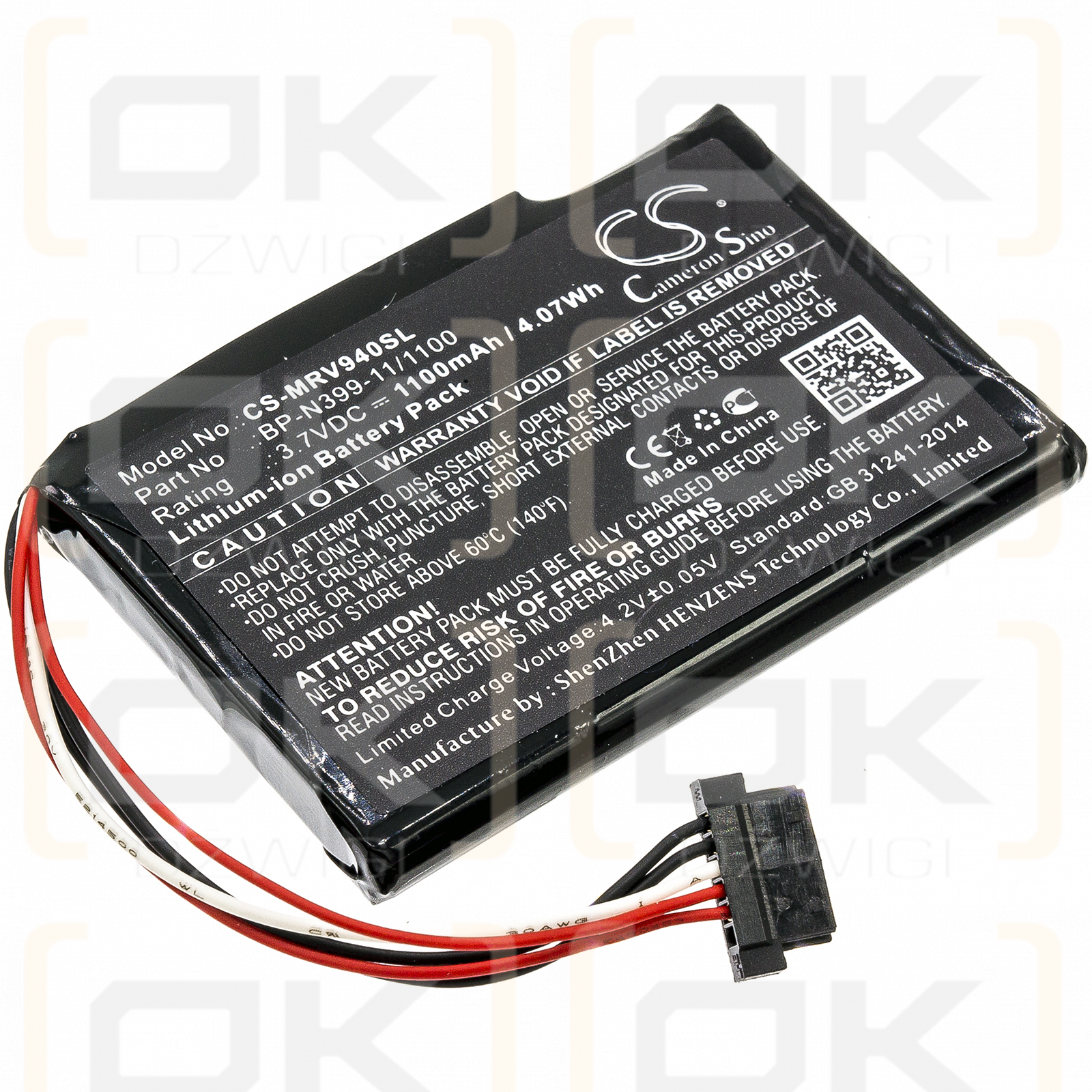 Magellan RoadMate RV 9490T-LMB / BP-N399-11/1100 1100mAh Li-ion 3.7V (Cameron Sino)