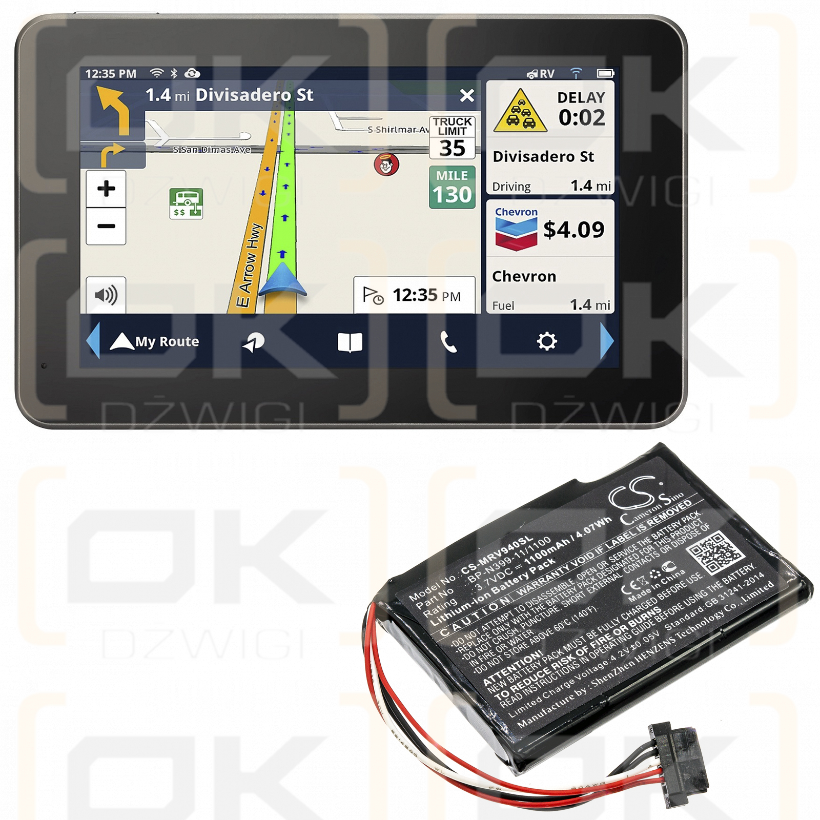 Magellan RoadMate RV 9490T-LMB / BP-N399-11/1100 1100mAh Li-ion 3.7V (Cameron Sino)