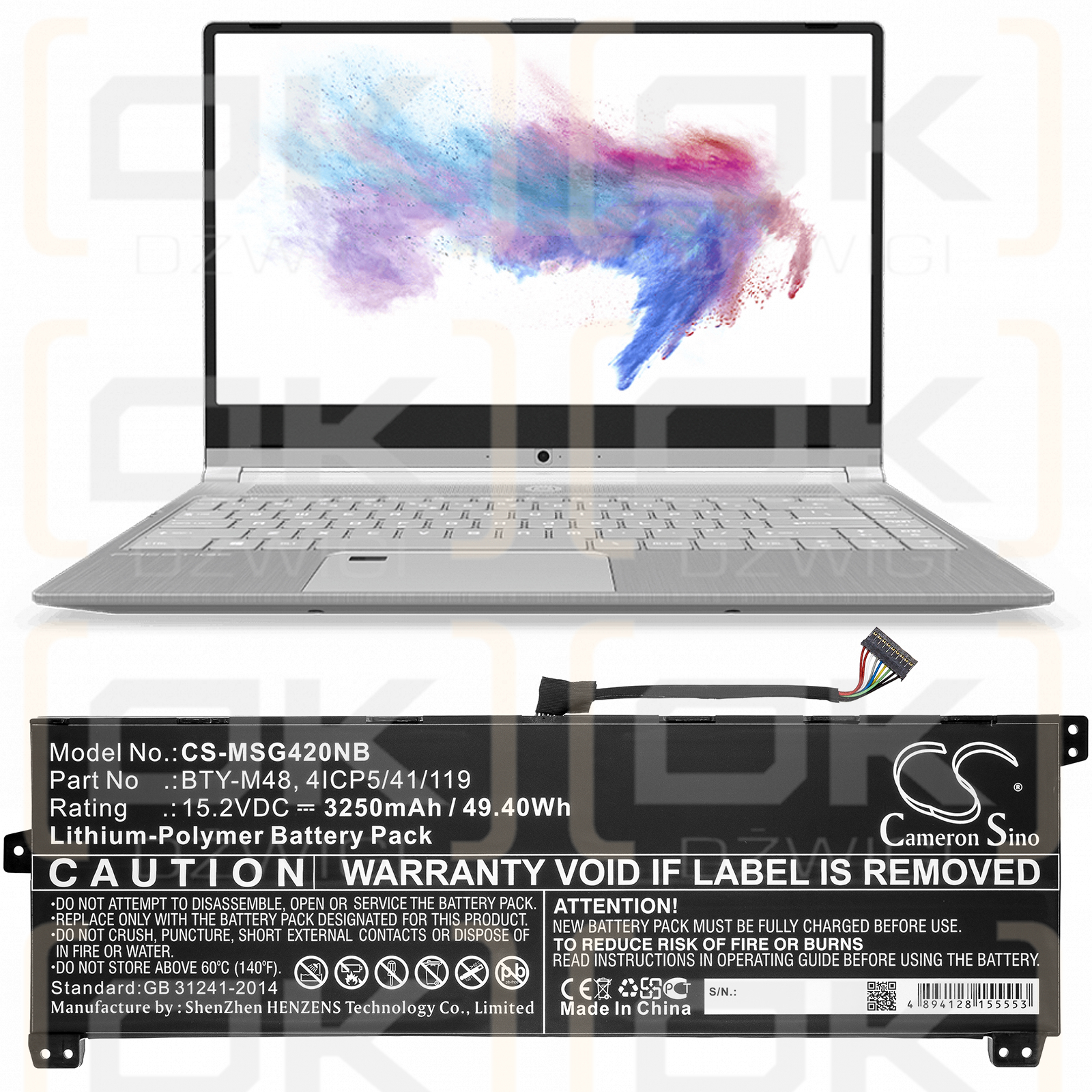 MSI PS42 8RC / BTY-M48 3250 мАч литий-полимерный 15,2 В (Cameron Sino)